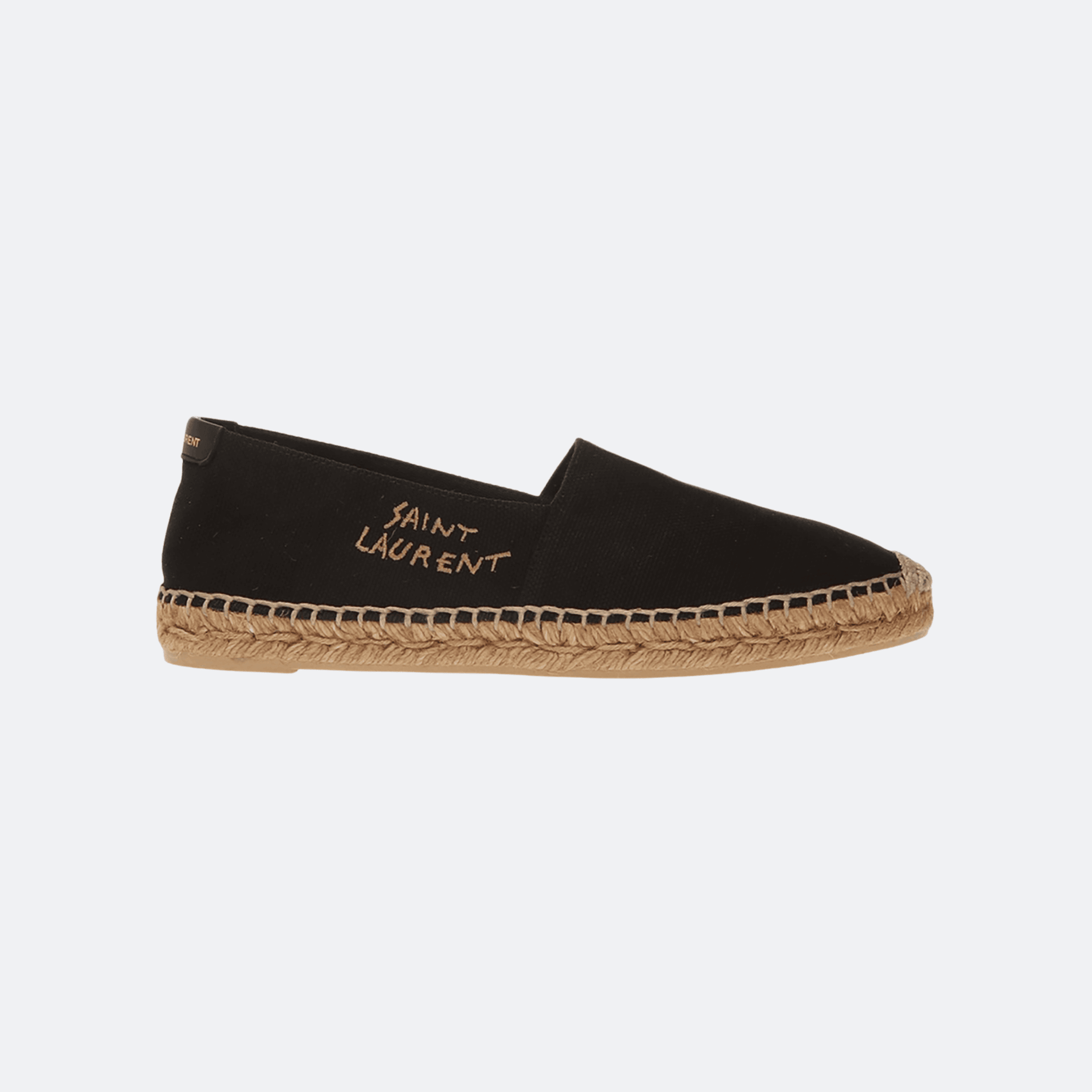 Saint Laurent Logo-Embroidered Canvas Espadrilles - Black