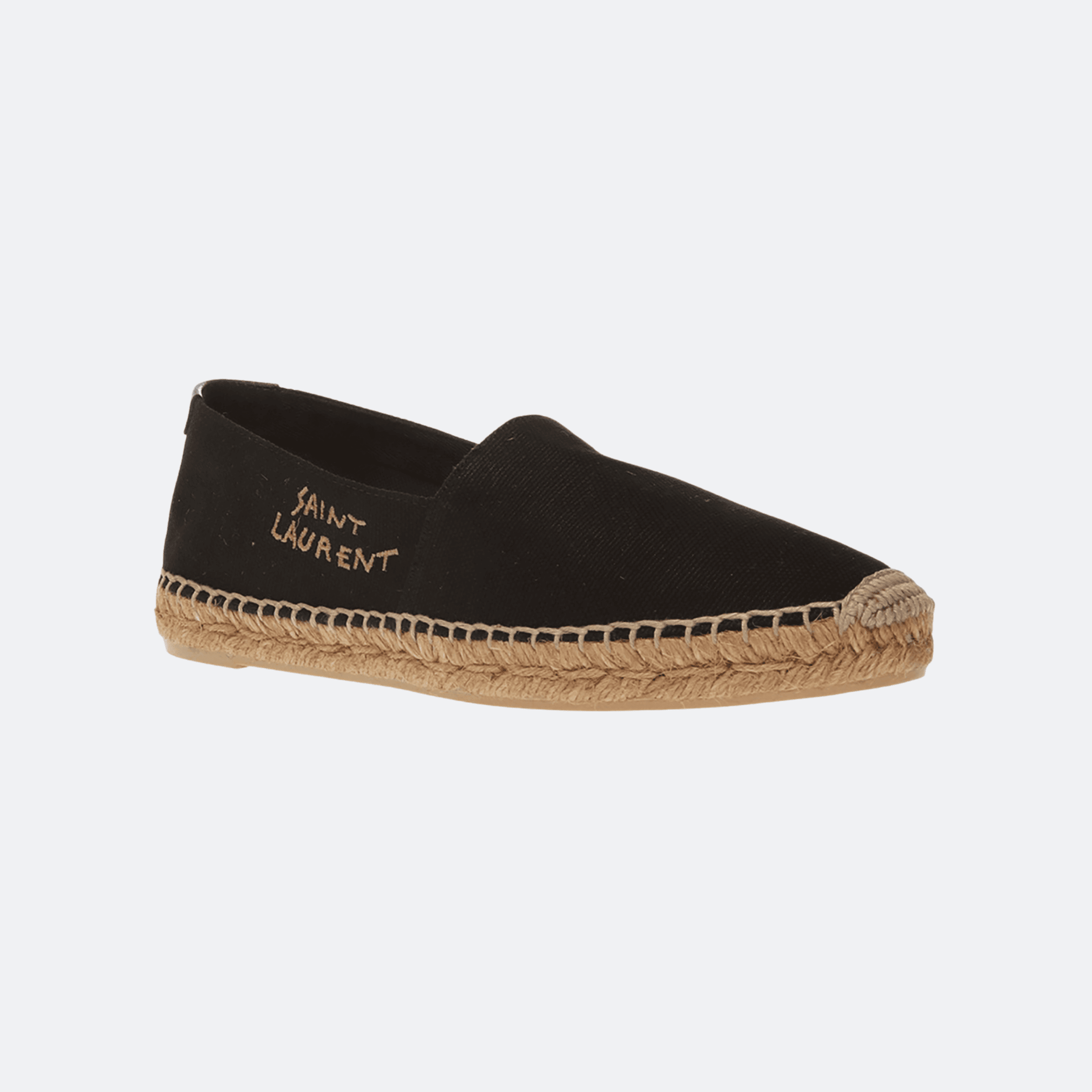 Saint Laurent Logo-Embroidered Canvas Espadrilles - Black alternate