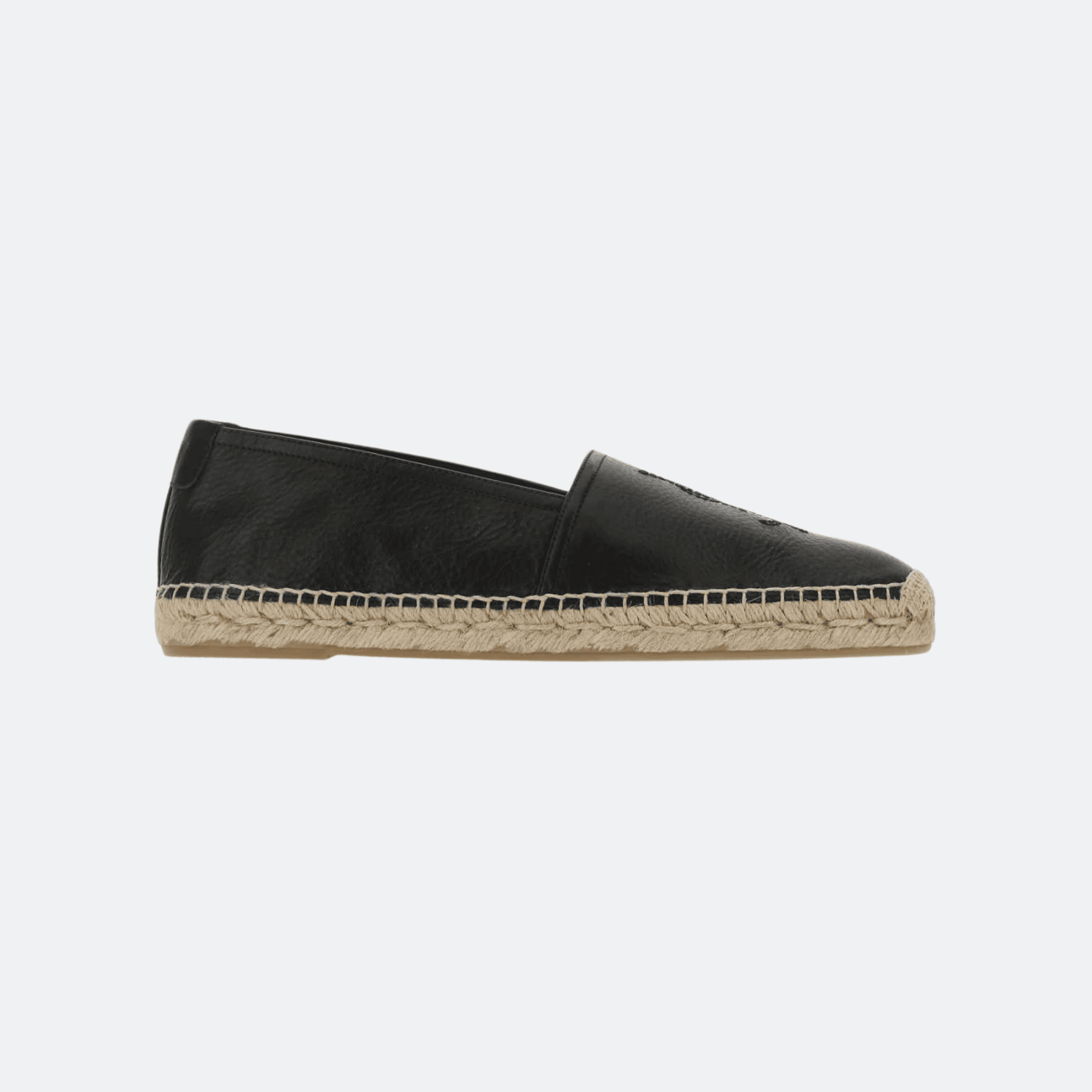 Saint Laurent Logo Leather Espadrilles For Men – Black
