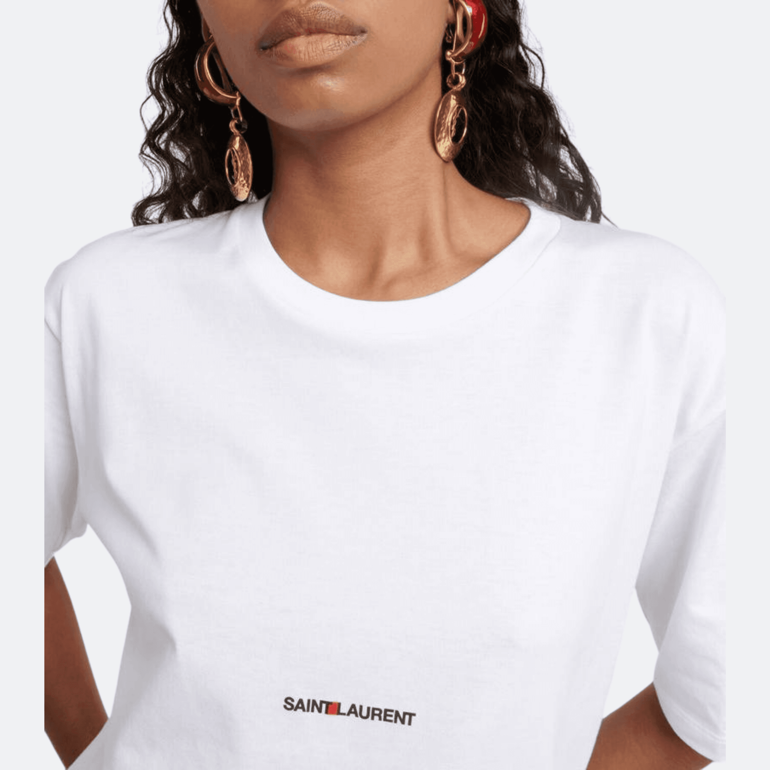 Saint Laurent Logo Print Cotton T-shirt -White alternate