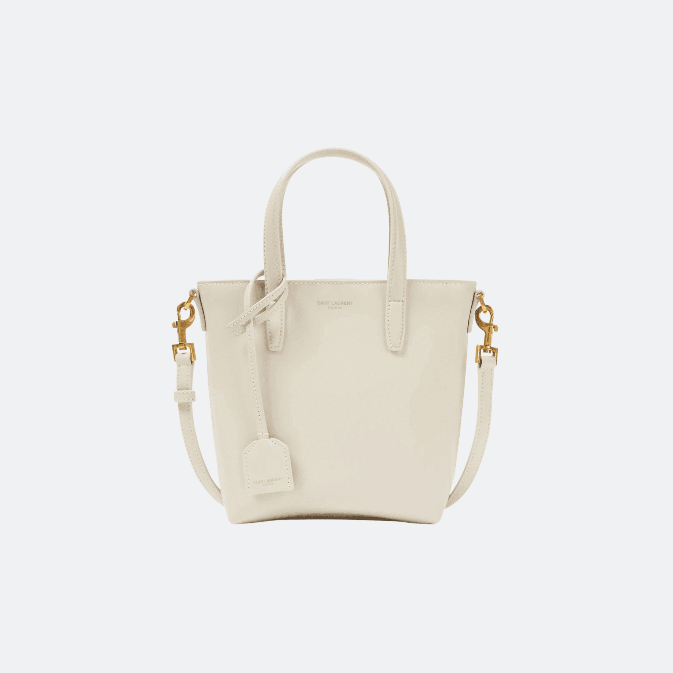 Saint Laurent Mini Leather Tote Bag - Ivory White