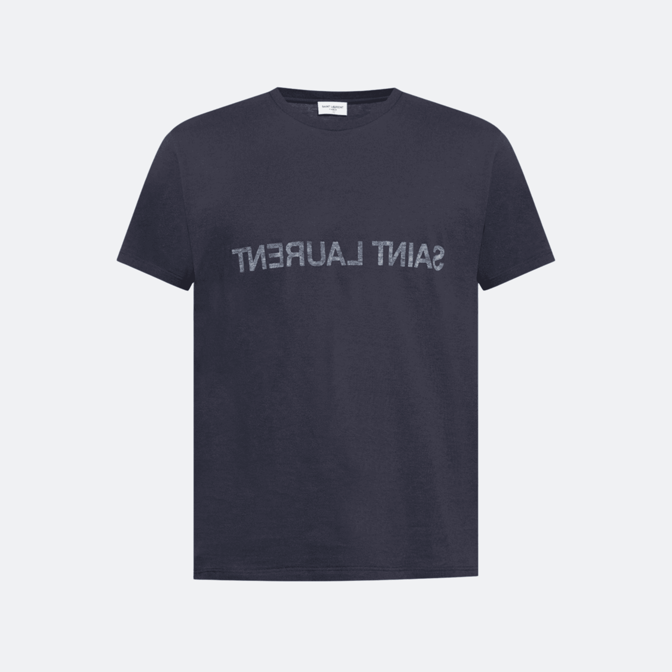 Saint Laurent Reverse Logo Cotton T-Shirt - Navy Blue