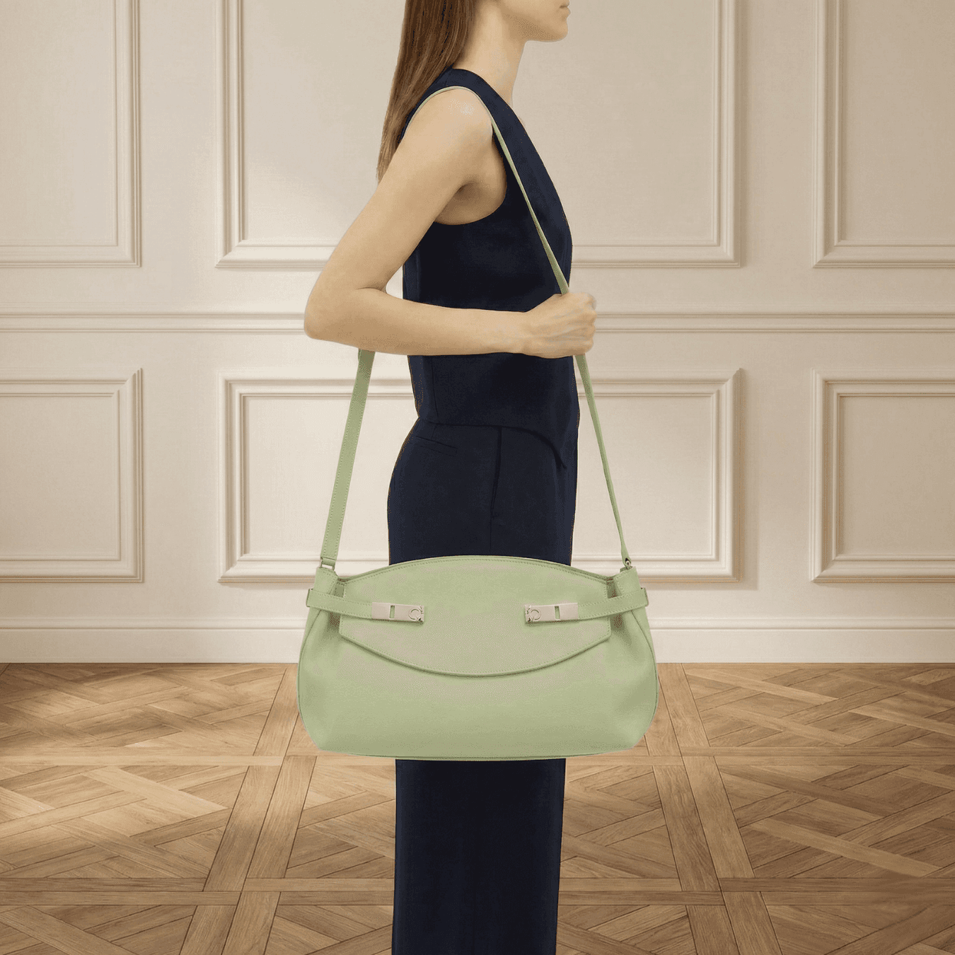Salvatore Ferragamo “Hug” Large Leather Shoulder Bag - Green alternate