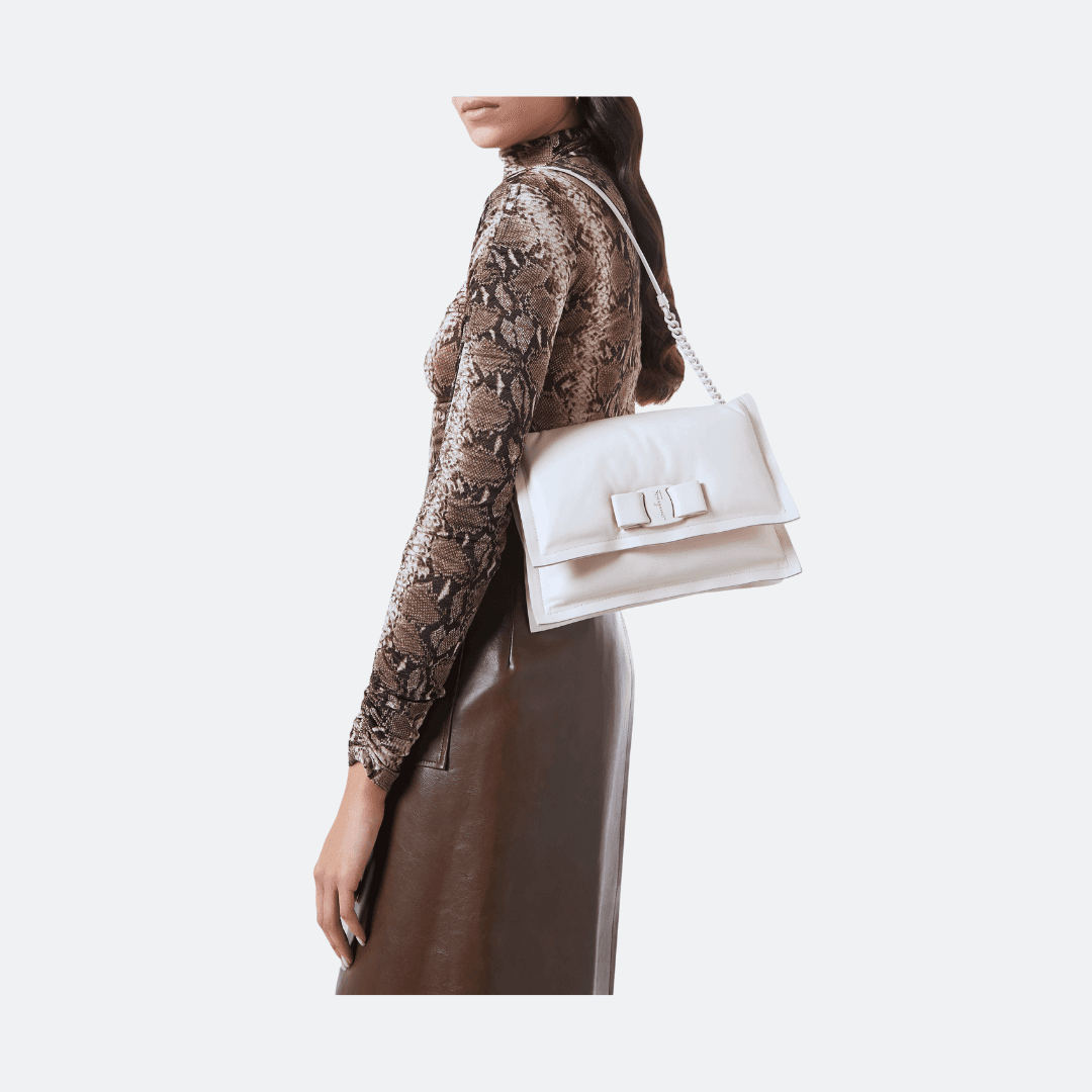 Salvatore Ferragamo Small Viva Bow White Shoulder Bag alternate