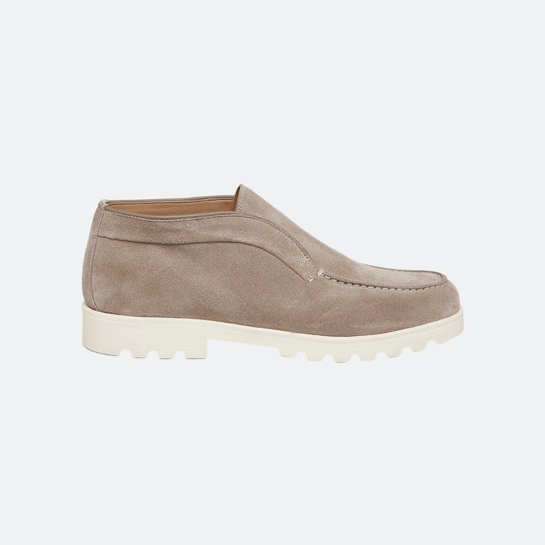 Santoni Beige Suede Slip On Women Ankle Boots