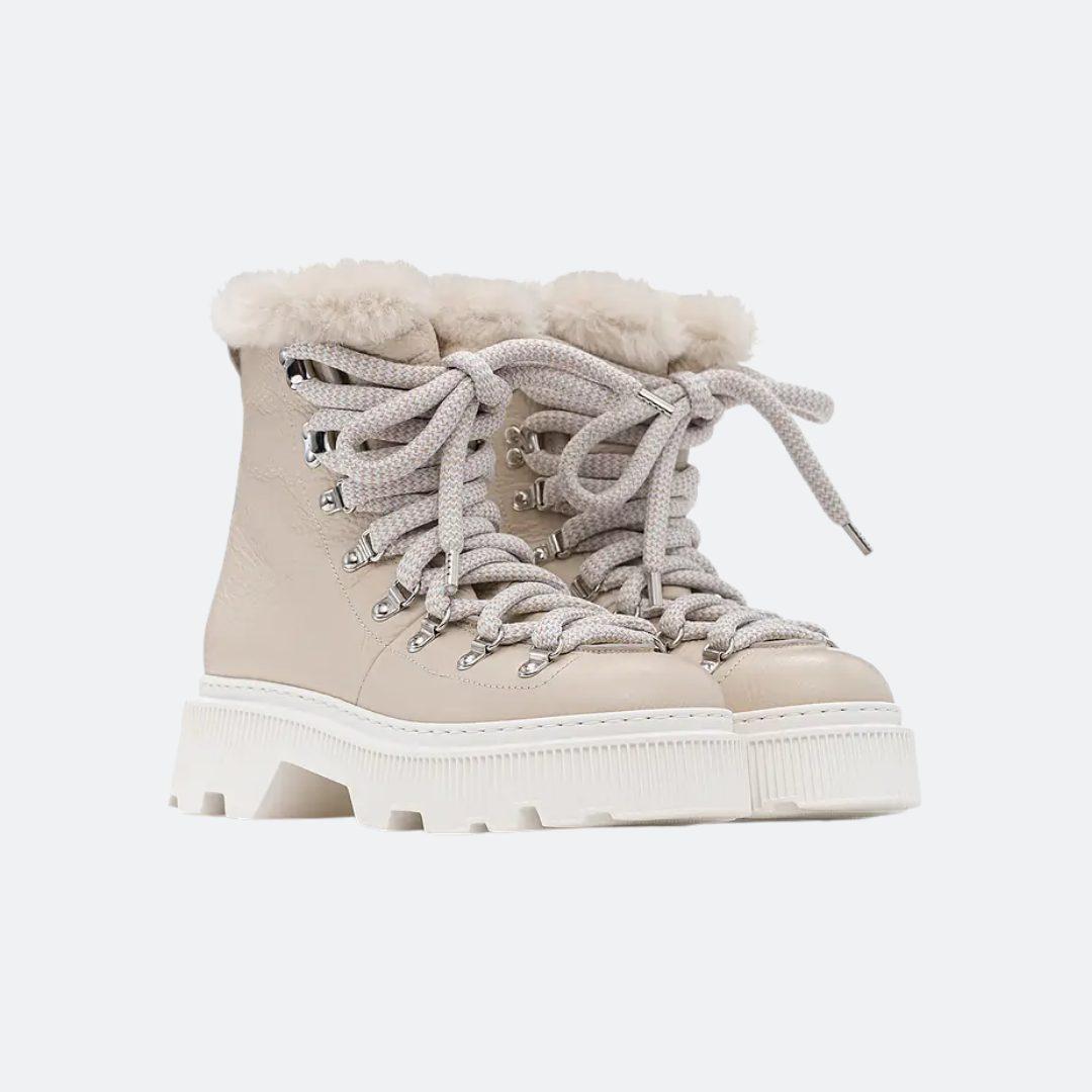 Santoni Beige Women Hiking Boots with Fur alternate