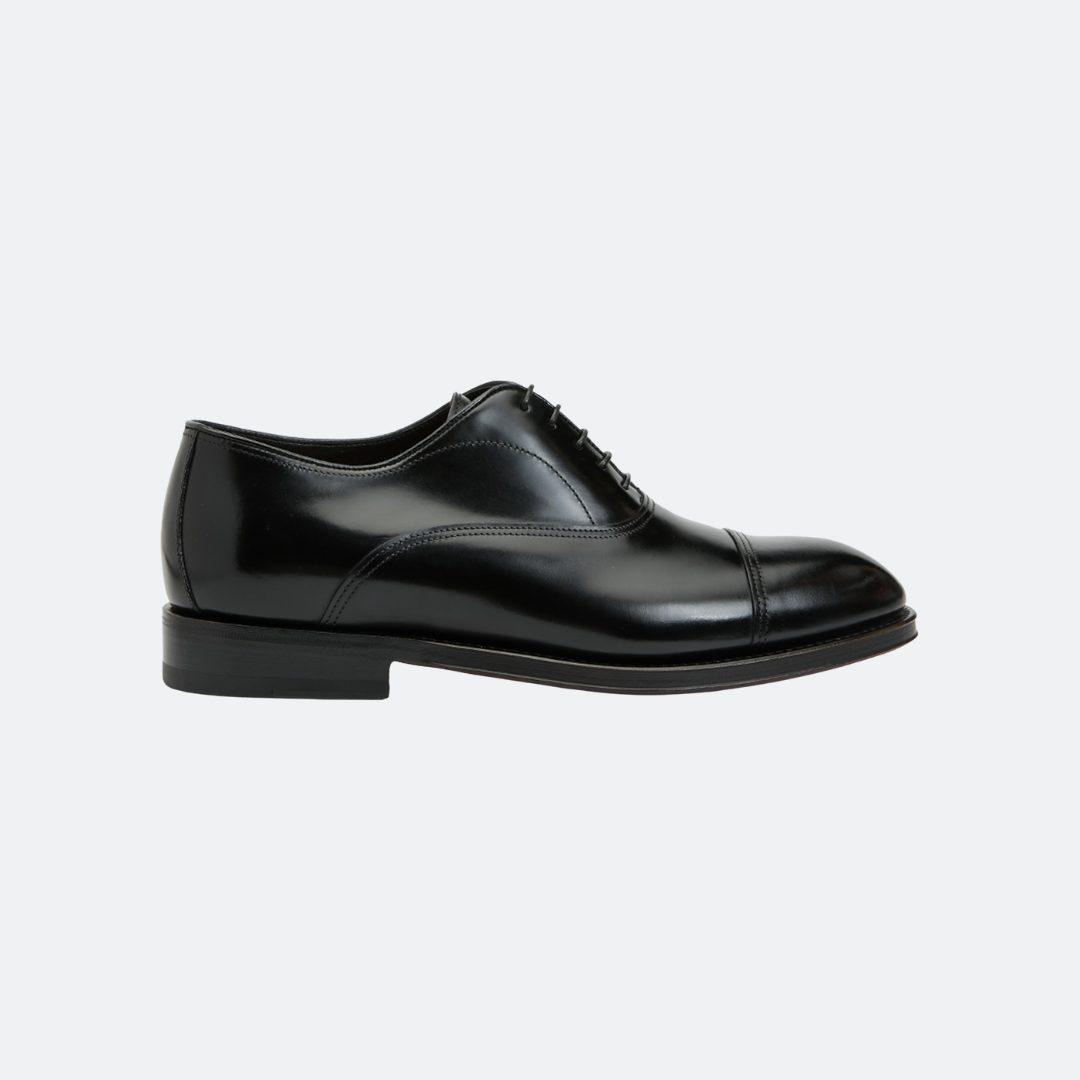 Santoni Black Leather Men Loafers