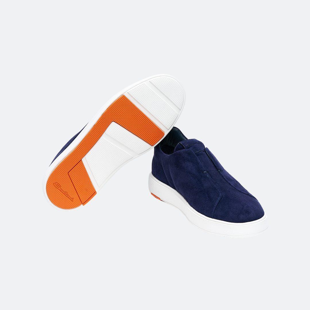 Santoni Blue Suede Men Sneakers alternate