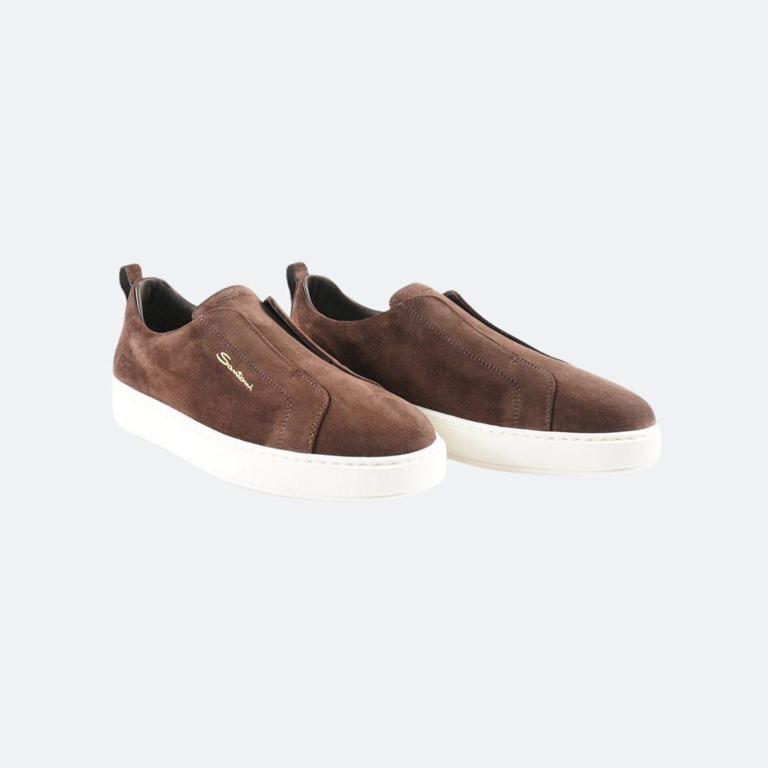 Santoni Brown Suede Men Sneakers alternate