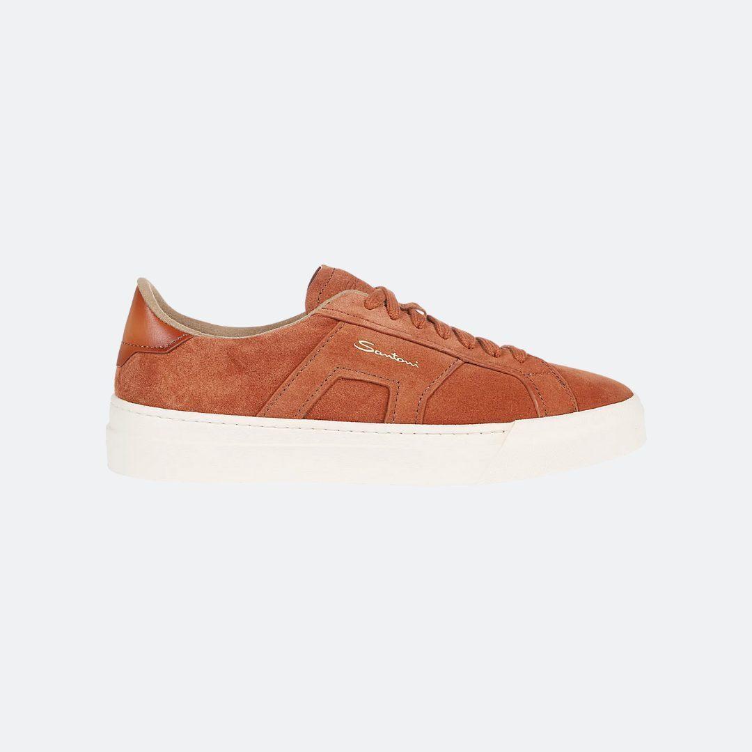 Santoni Brown Suede Men Sneakers