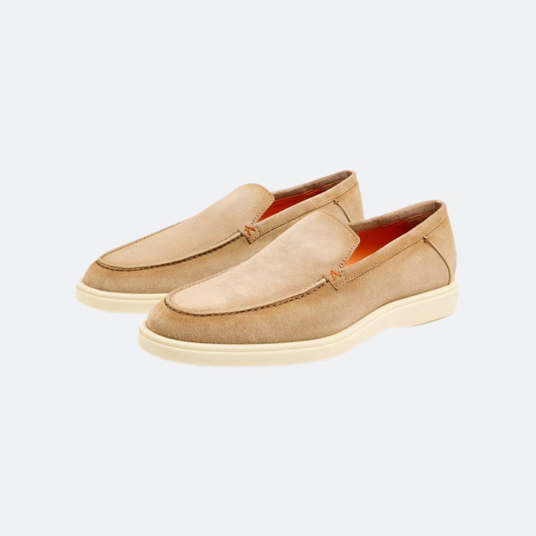 Santoni Camel Suede Men Loafers alternate