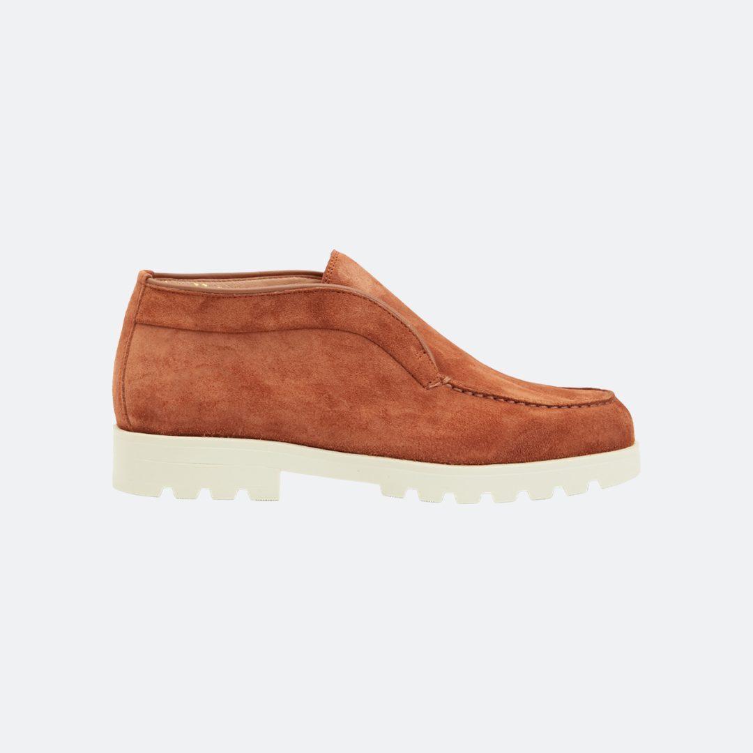 Santoni Camel Suede Slip On Women Boots