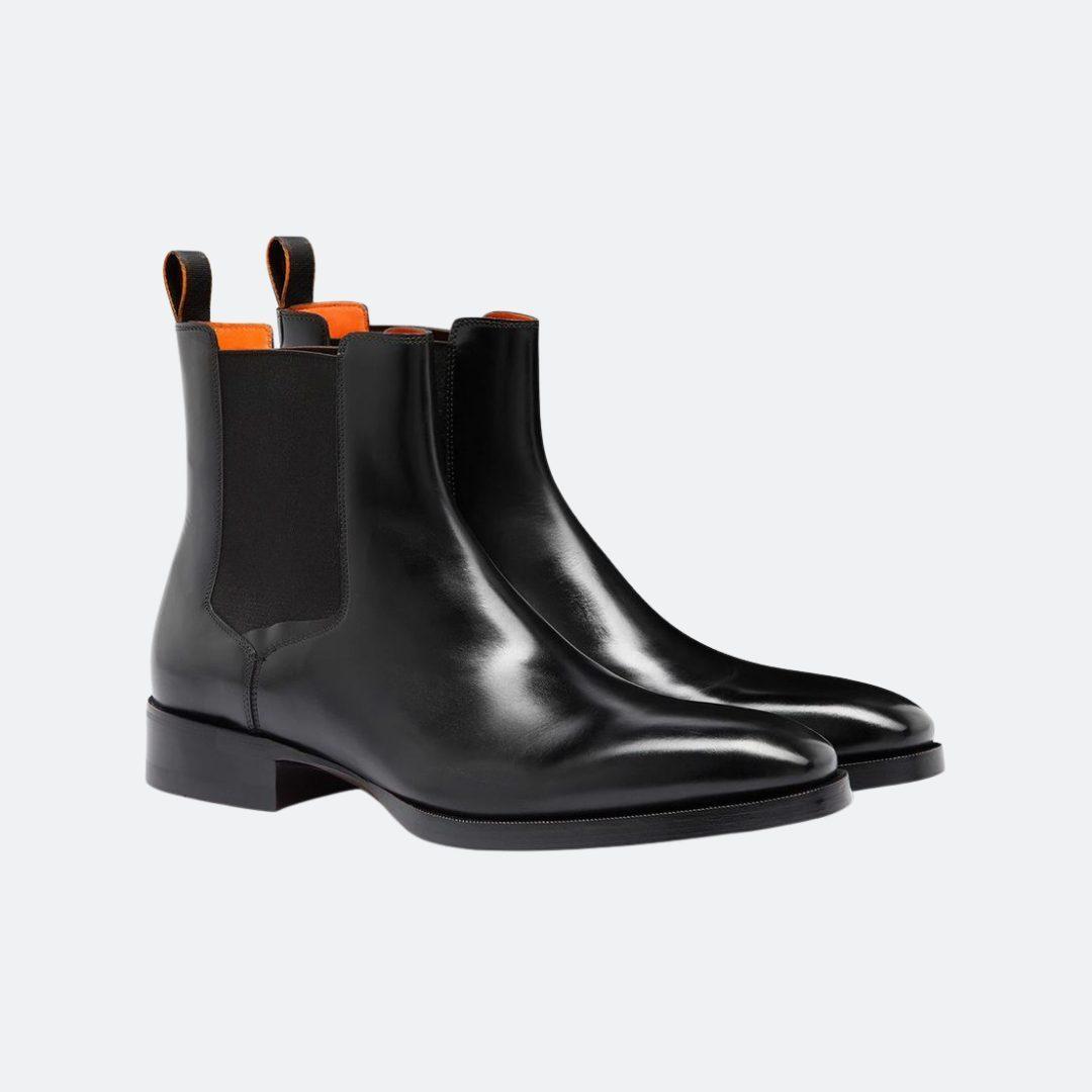 Santoni Chelsea Black Leather Men Boots alternate