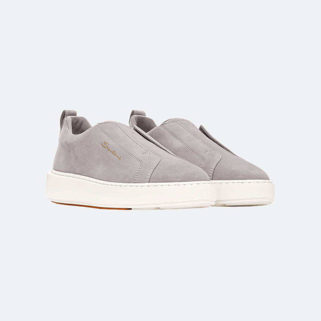 Santoni Gray Suede Men Sneakers alternate