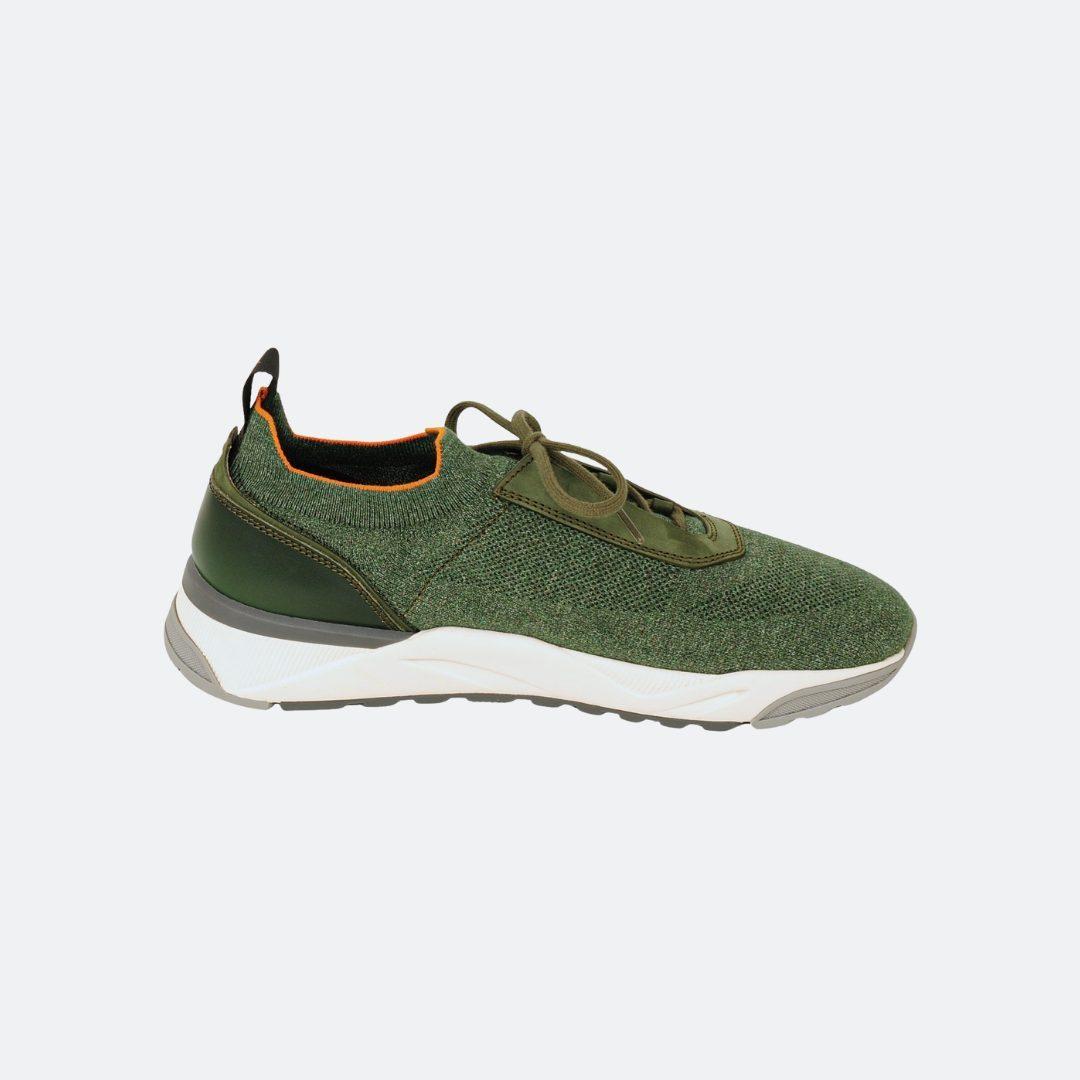 Santoni Khaki Low Top Sock Men Sneakers
