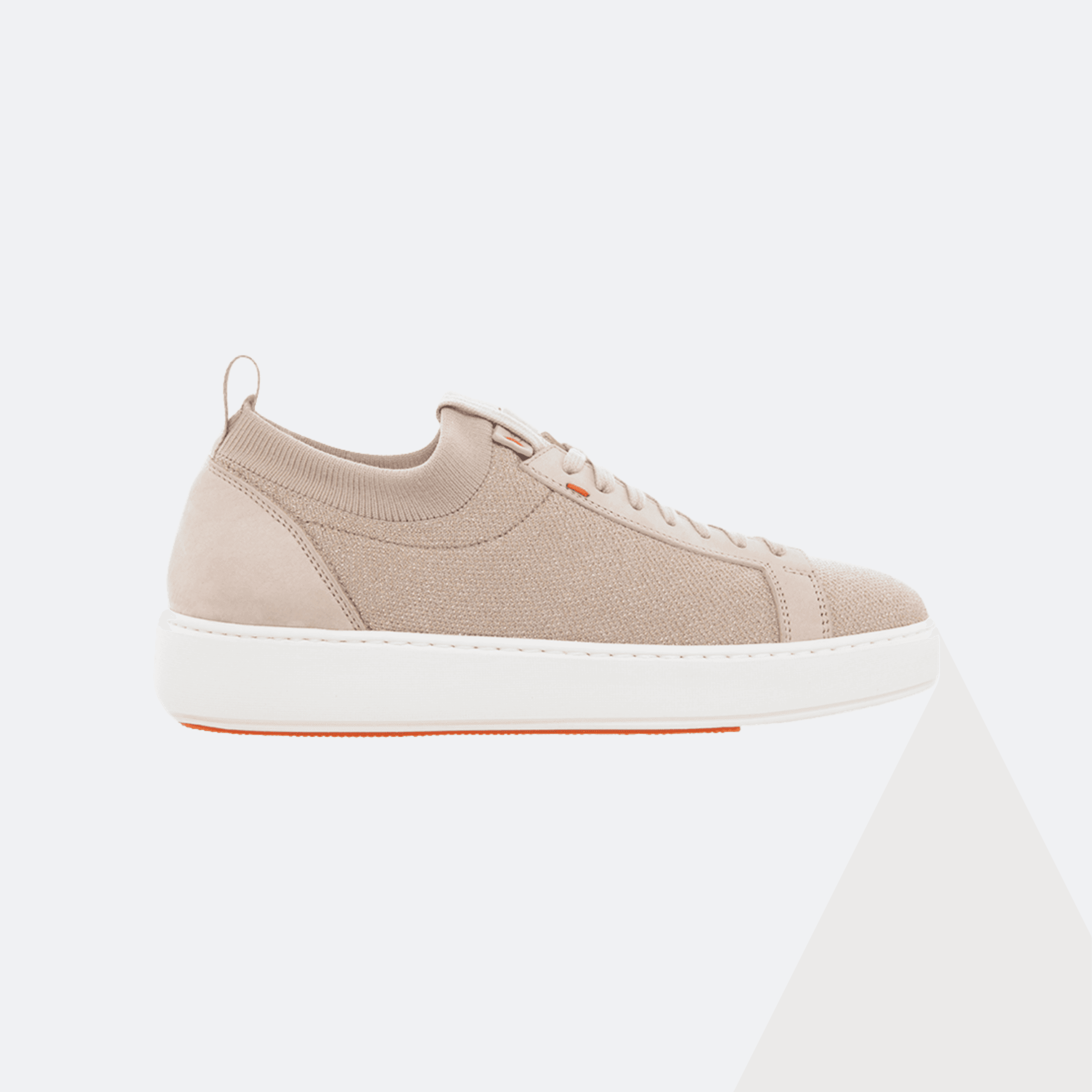 Santoni Knit & Leather Low-Top Sneaker – Beige