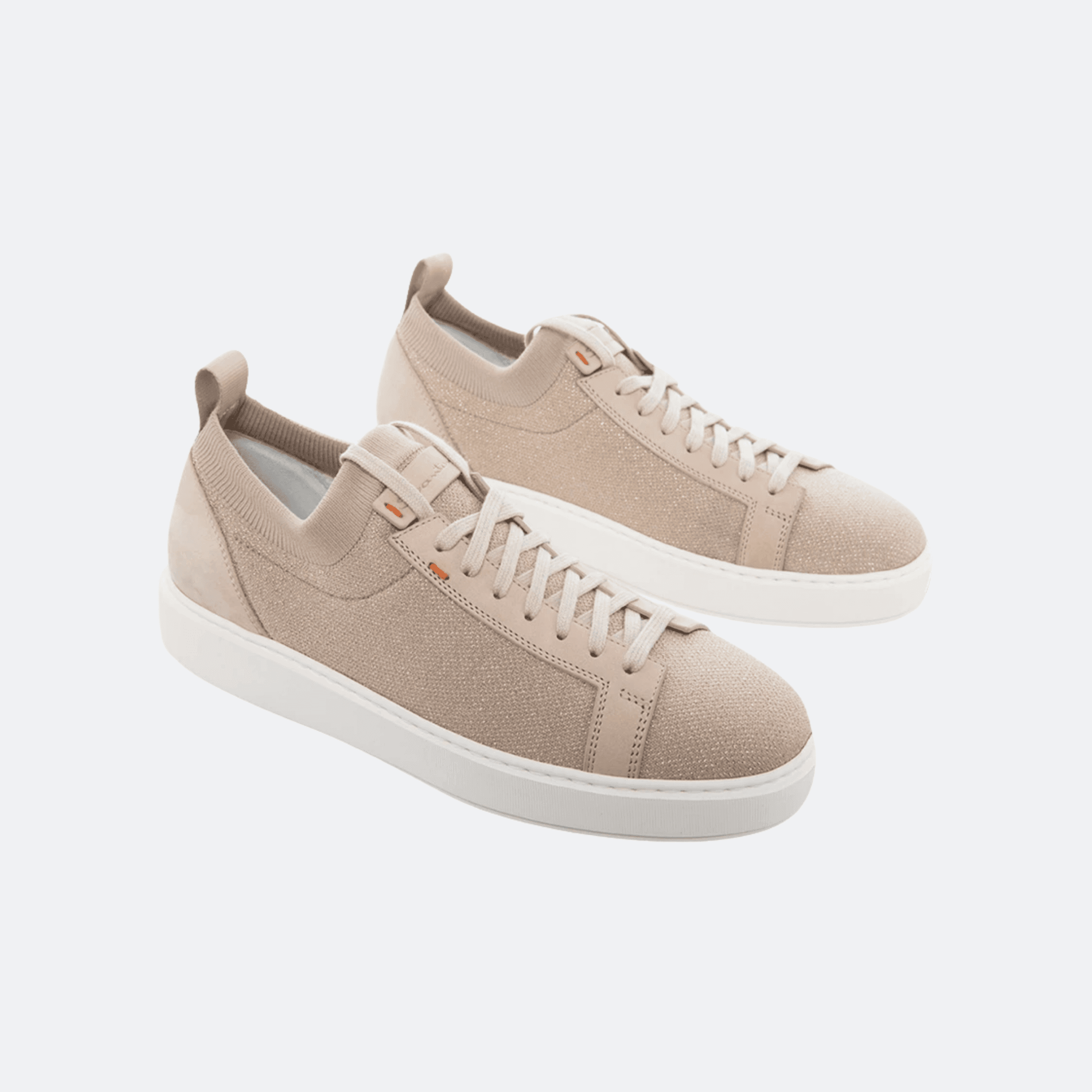 Santoni Knit & Leather Low-Top Sneaker – Beige alternate