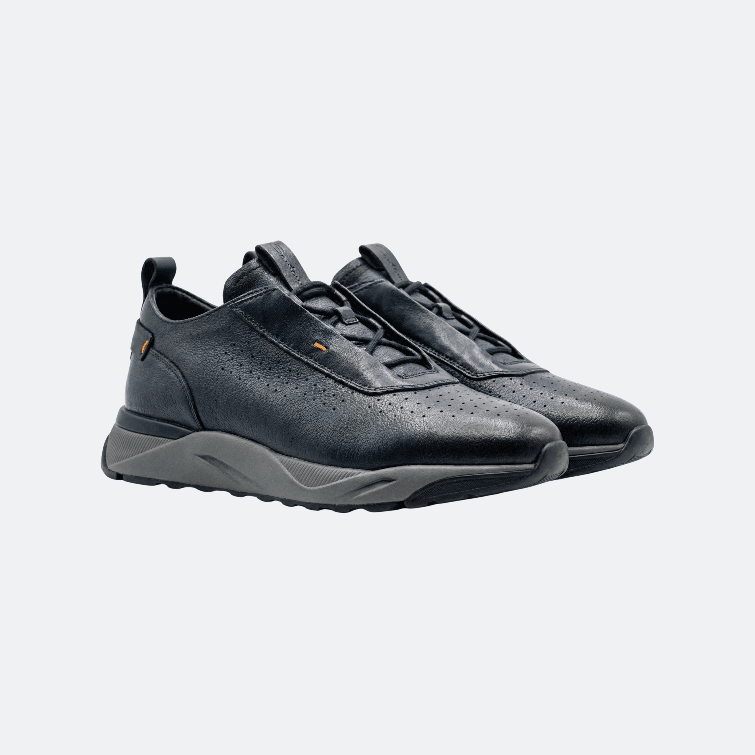 Santoni Lace Up Navy Blue-Black Gradient Color Leather Men Sneakers alternate