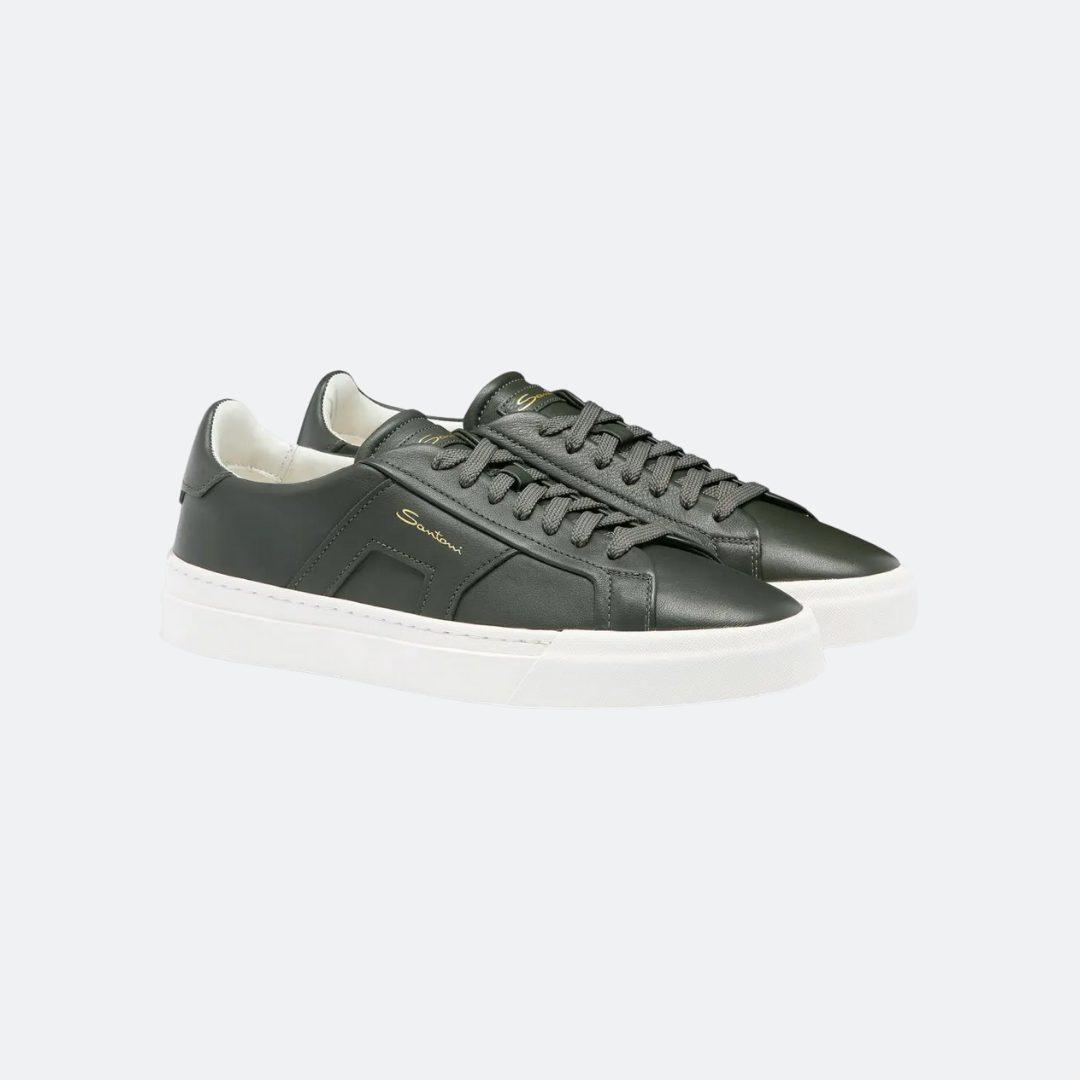 Santoni Leather Khaki Leather Men Sneakers alternate