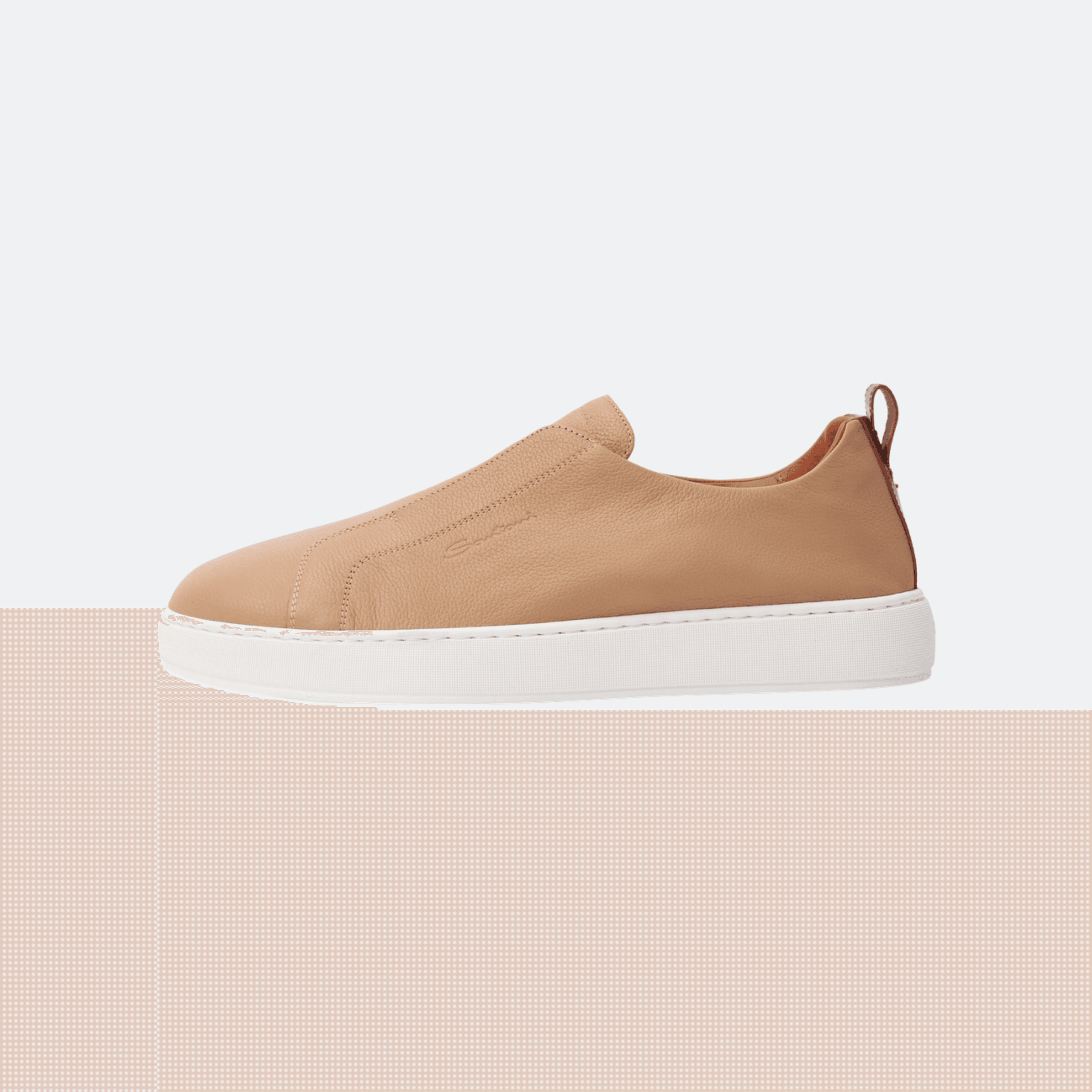 Santoni Leather Slip-On Sneakers for Men - Beige