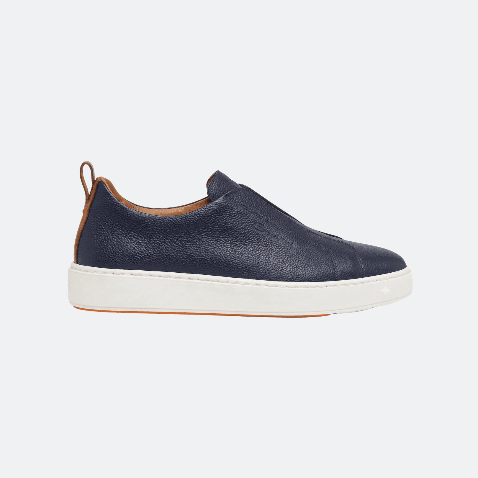 Santoni Leather Slip-On Sneakers for Men - Navy Blue