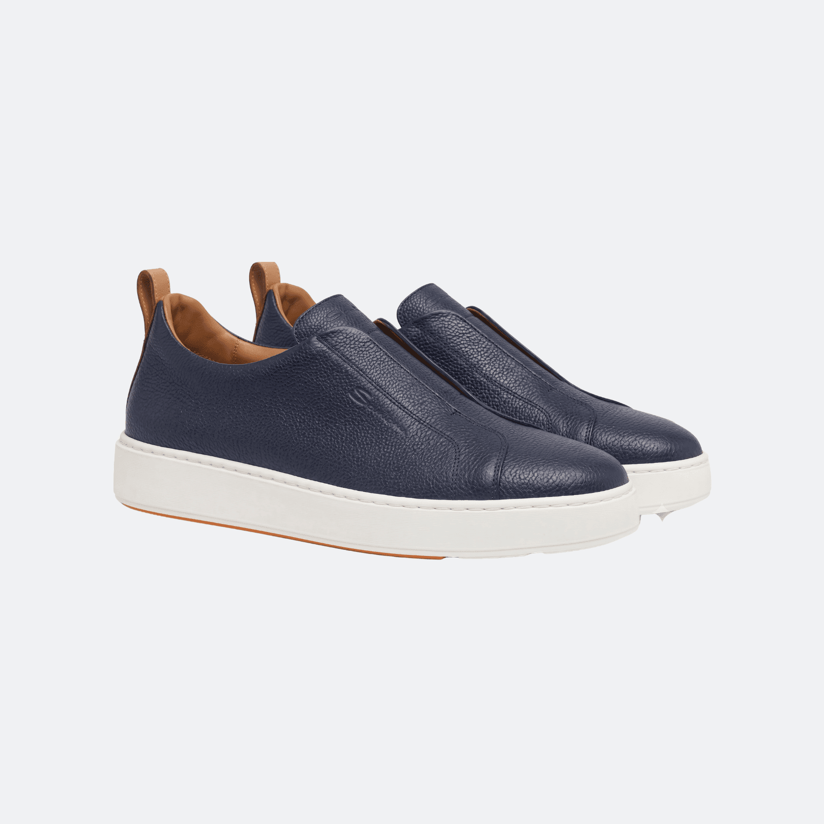 Santoni Leather Slip-On Sneakers for Men - Navy Blue alternate