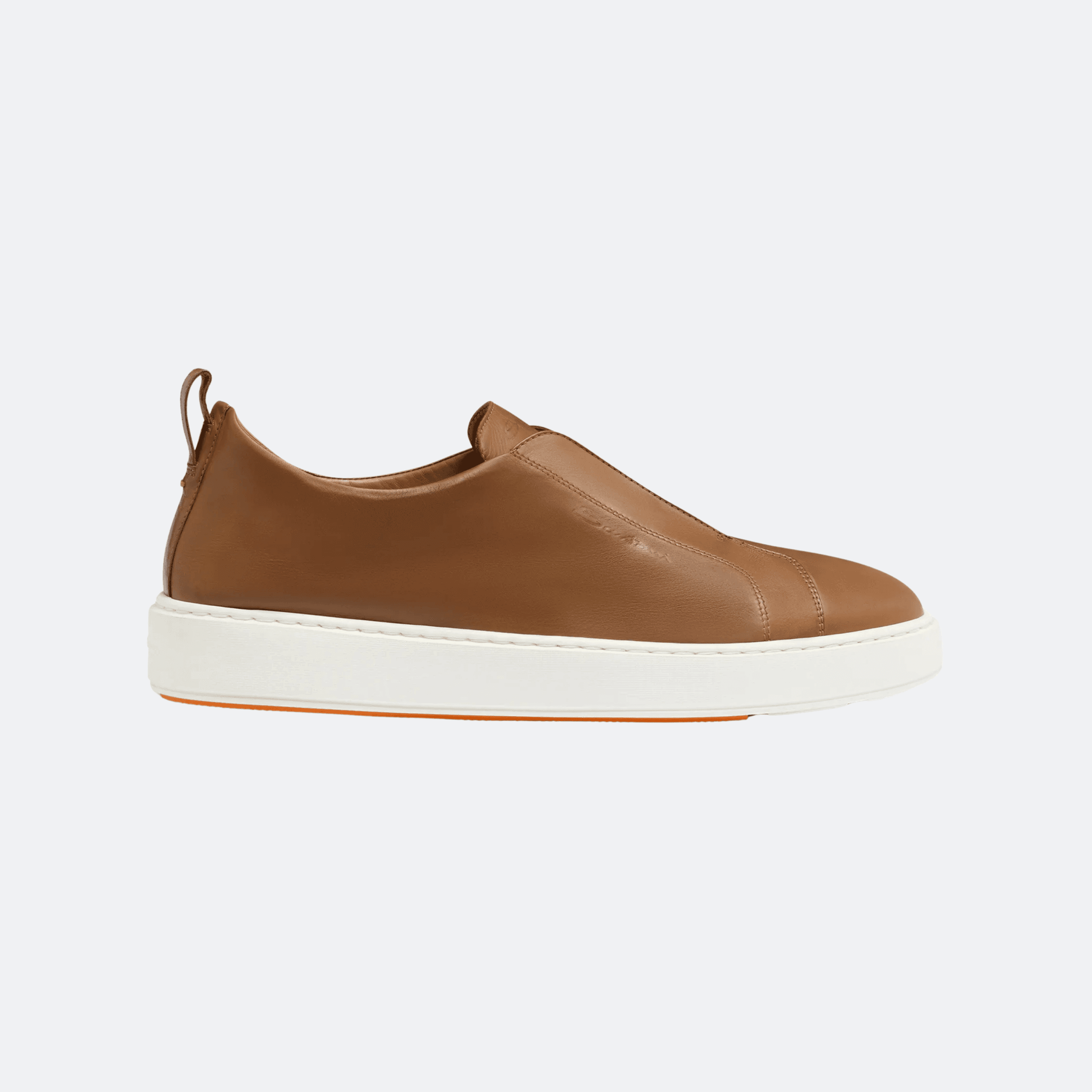 Santoni Leather Slip-On Sneakers for Men - Tan Brown