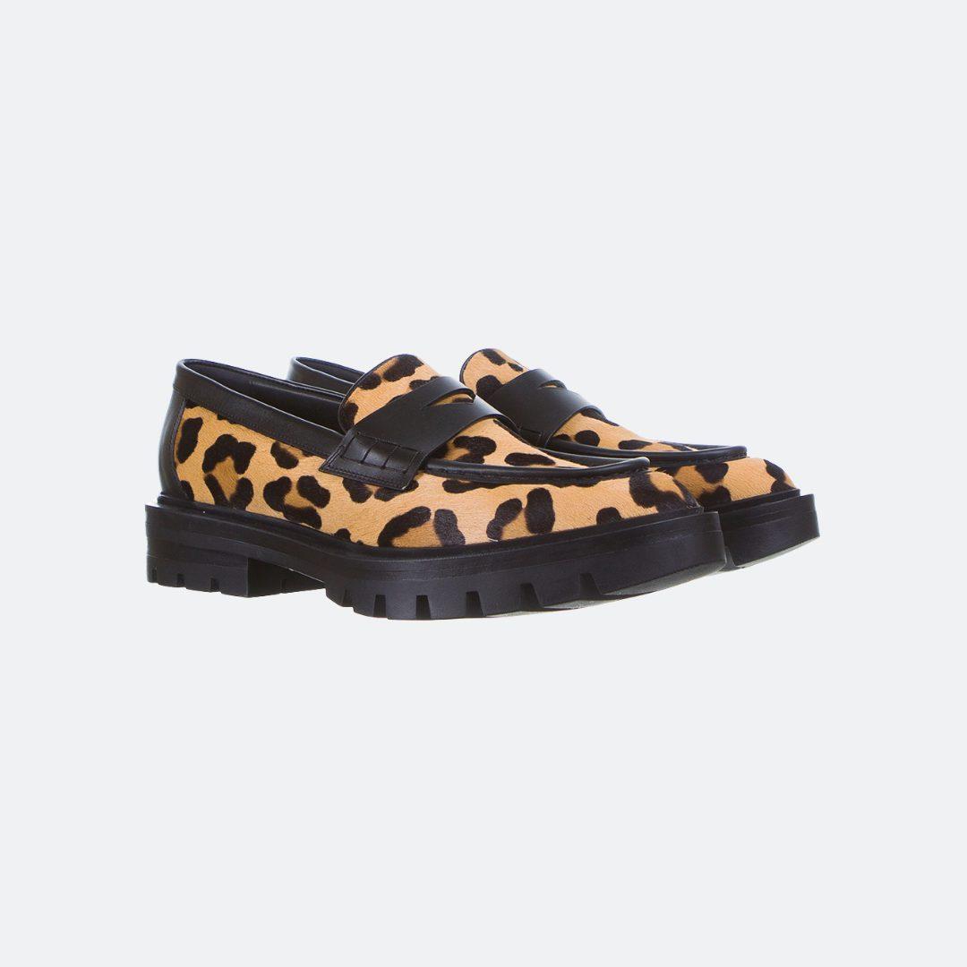 Santoni Leopard Designed Women Loafers alternate