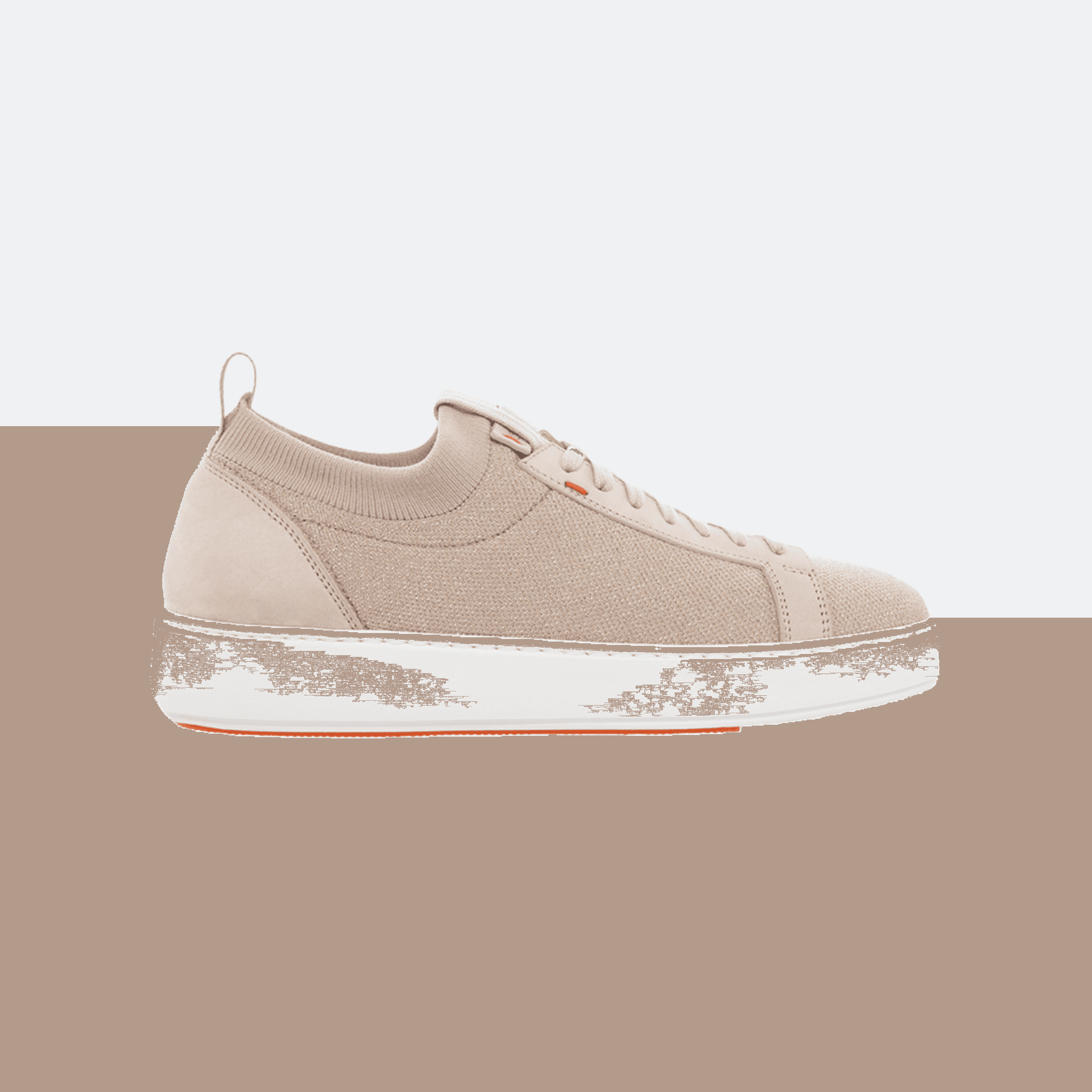 Santoni Luxury Knit Sneakers with Suede Panels - Sand
