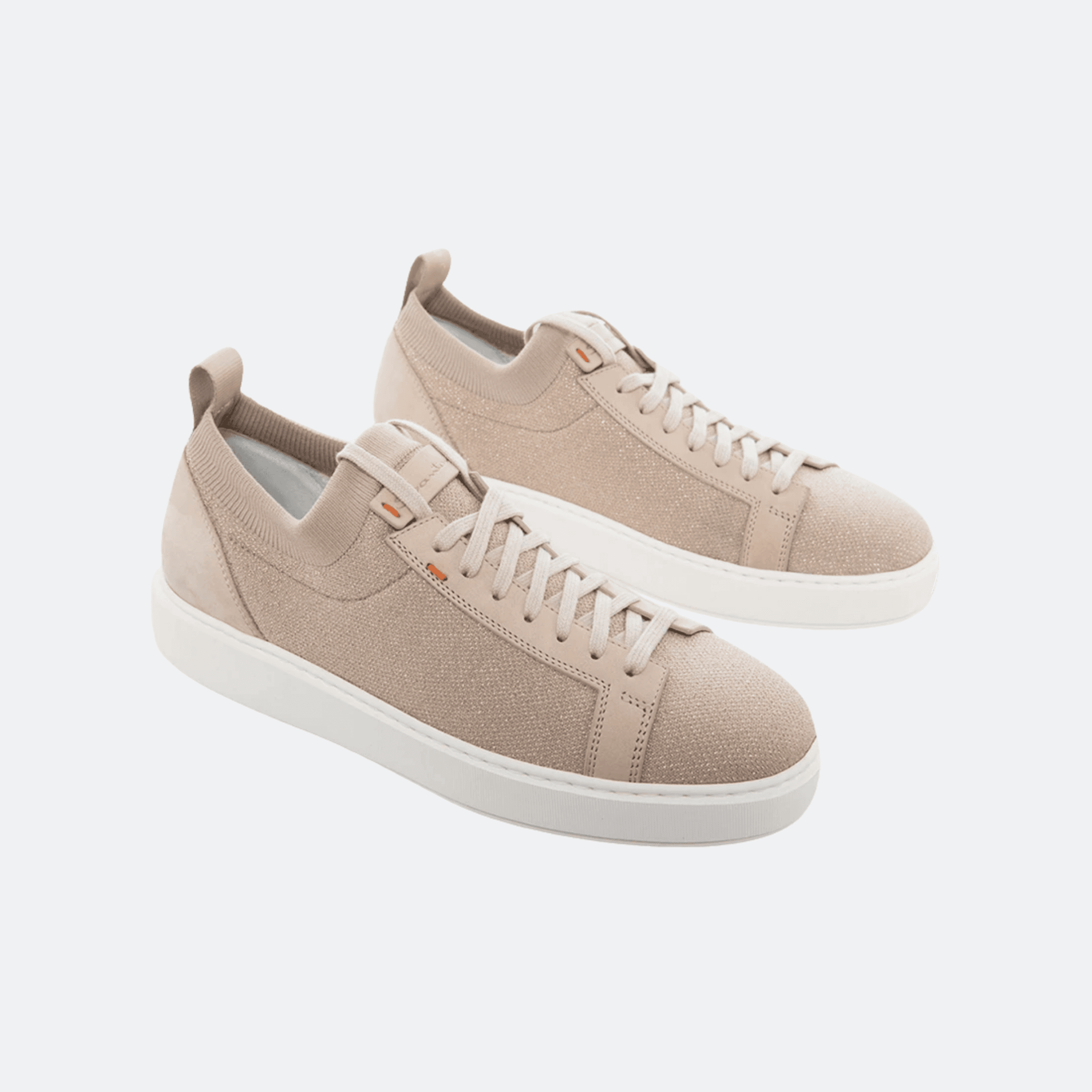 Santoni Luxury Knit Sneakers with Suede Panels - Sand alternate
