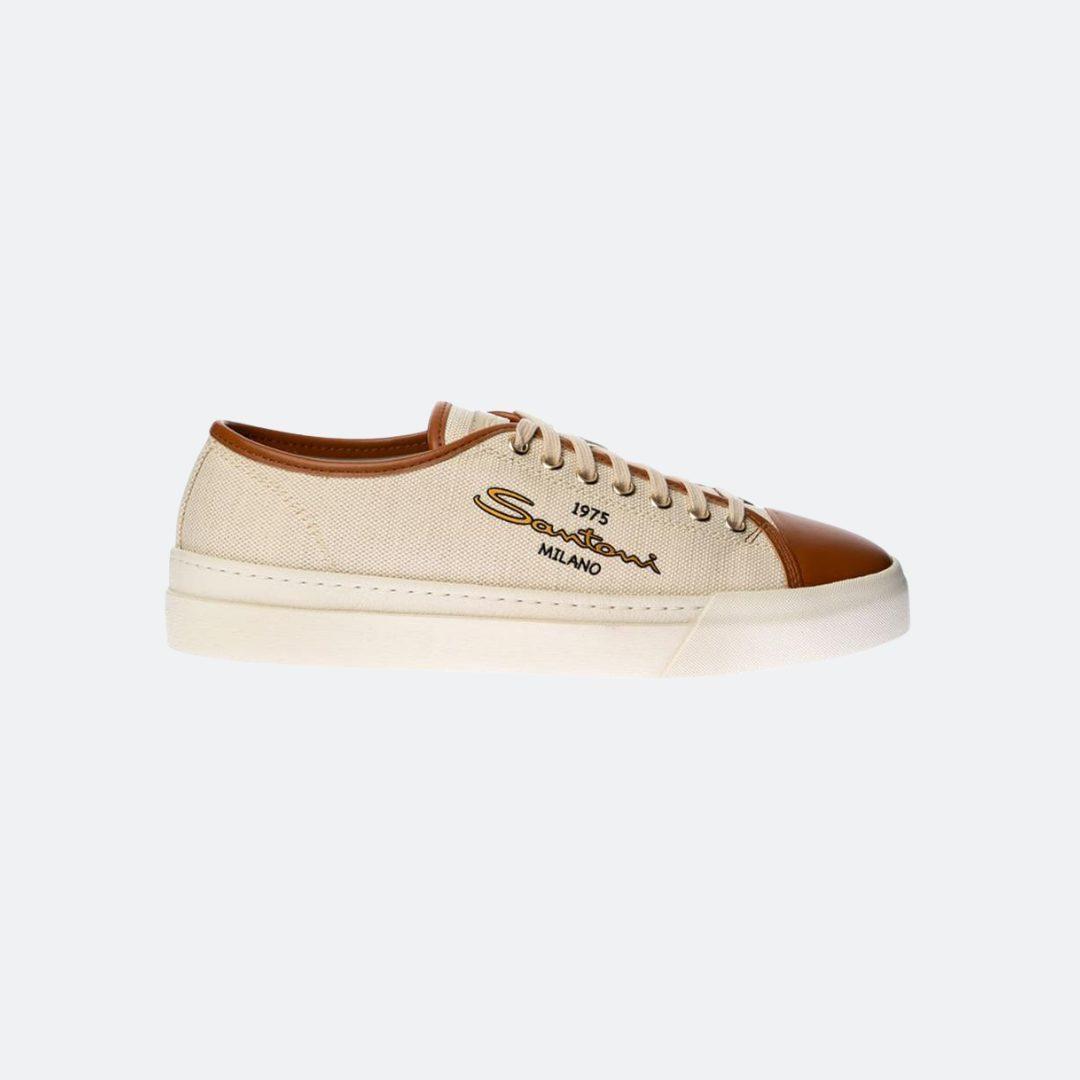 Santoni Milano Beige Canvas Women Sneakers