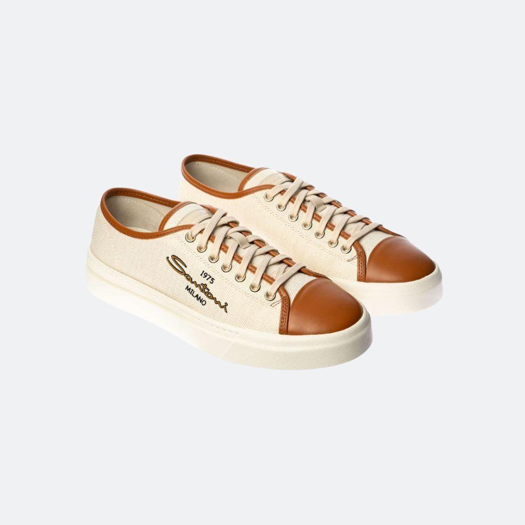 Santoni Milano Beige Canvas Women Sneakers alternate