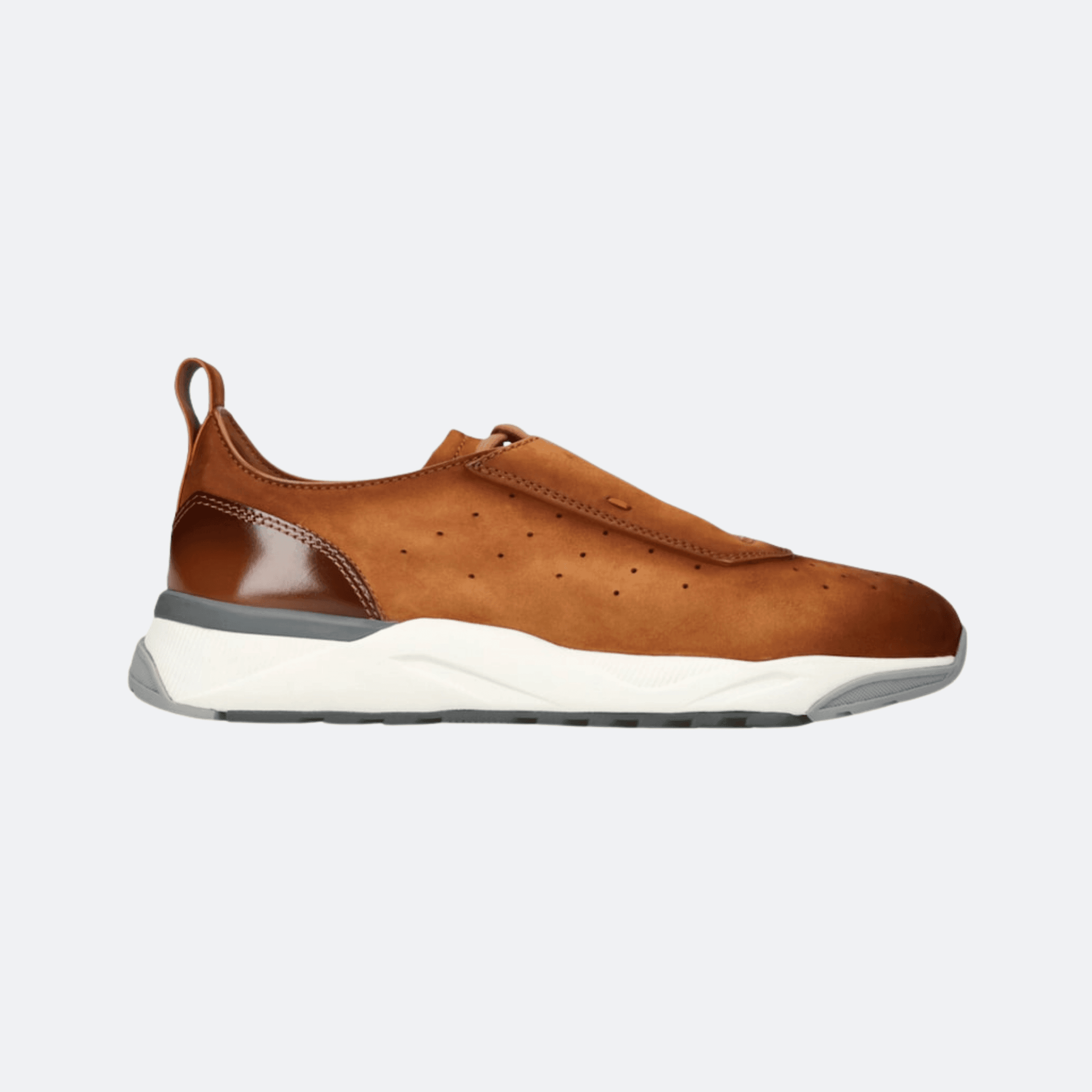 Santoni Nubuck Leather Innova Sneakers For Men - Cognac