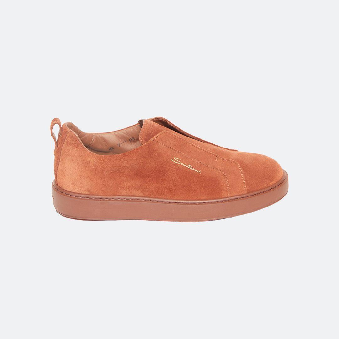 Santoni Rust Orange Suede Men Sneakers