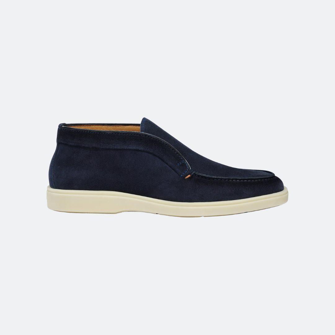 Santoni Slip on Dark Blue Low Top Suede Women Boots