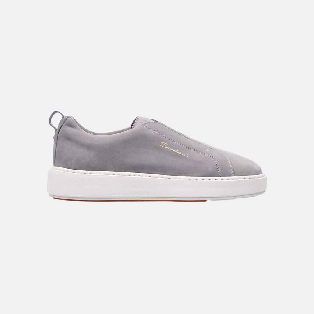 Santoni Slip On Grey Suede Women Sneakers