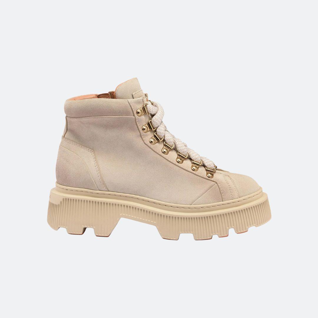 Santoni Suede Beige Women Hiking Boots