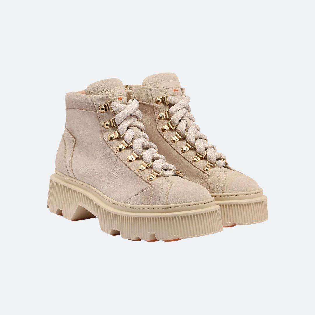 Santoni Suede Beige Women Hiking Boots alternate