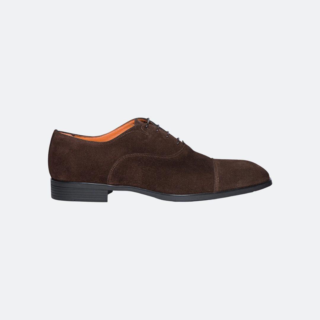 Santoni Suede Brown Men Oxford Shoes