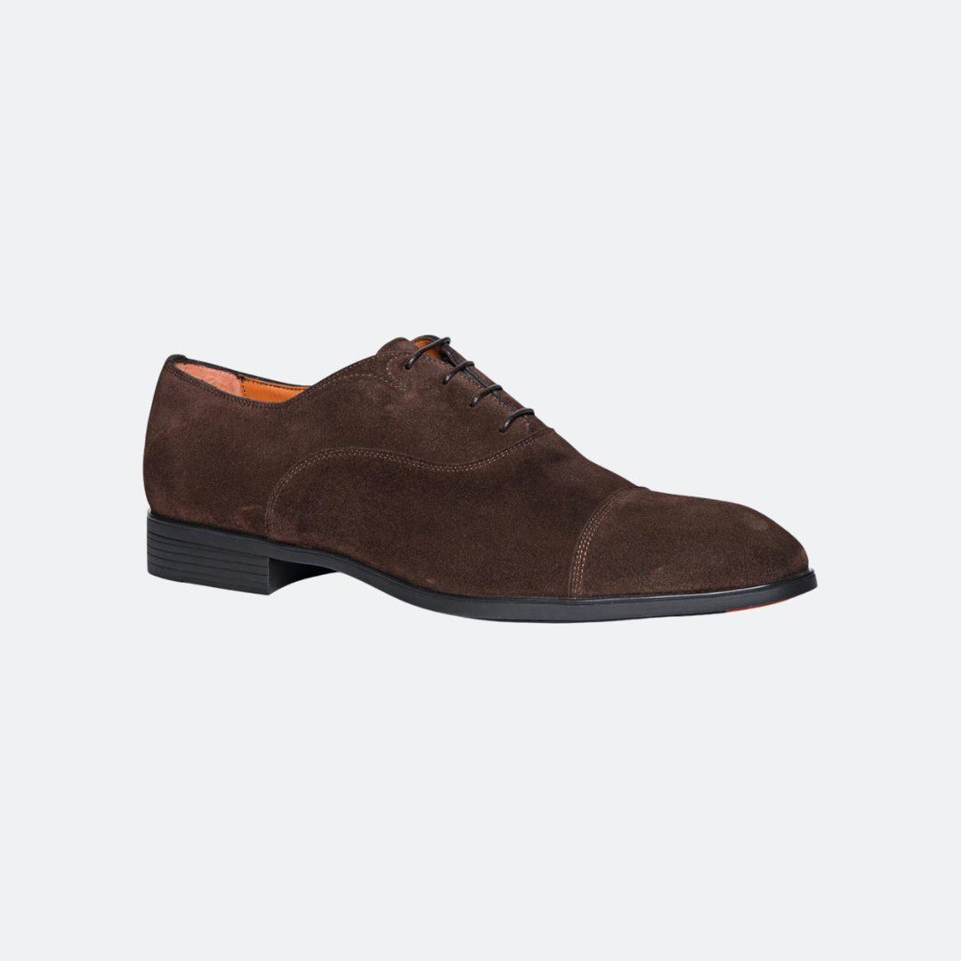 Santoni Suede Brown Men Oxford Shoes alternate