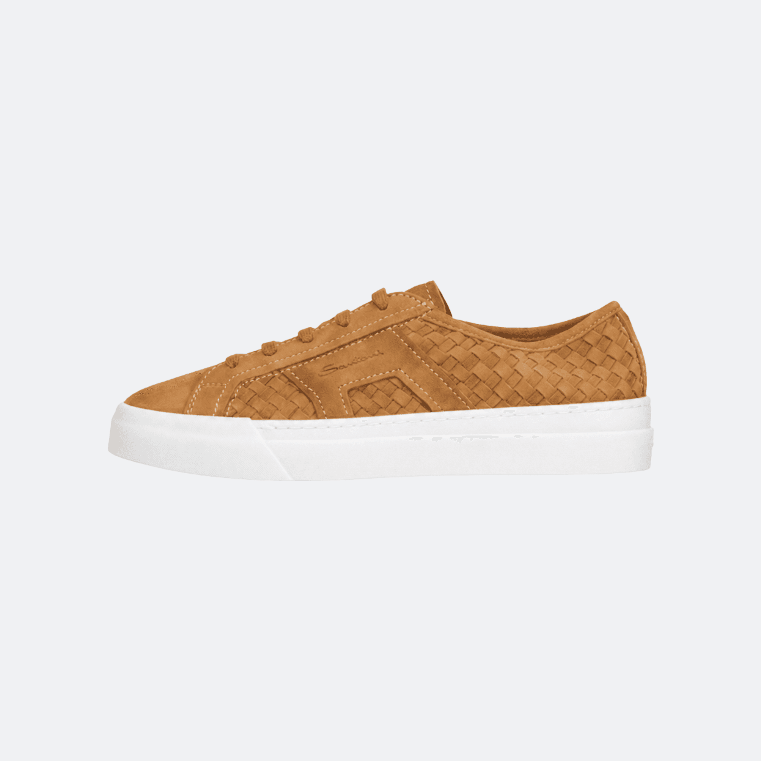 Santoni Woven Suede Sneakers for Men - Light Brown