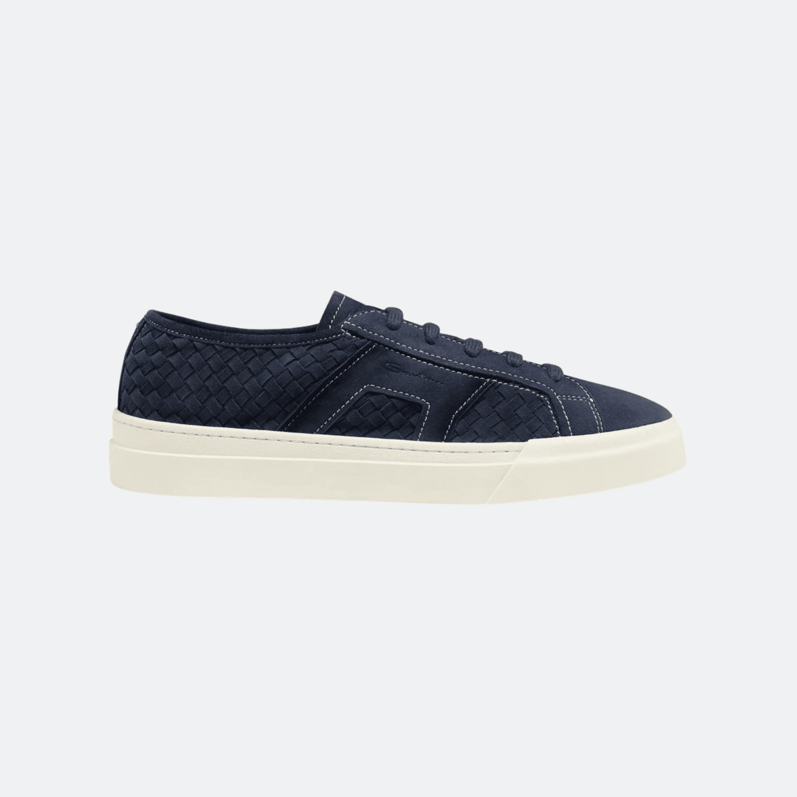 Santoni Woven Suede Sneakers for Men - Navy Blue