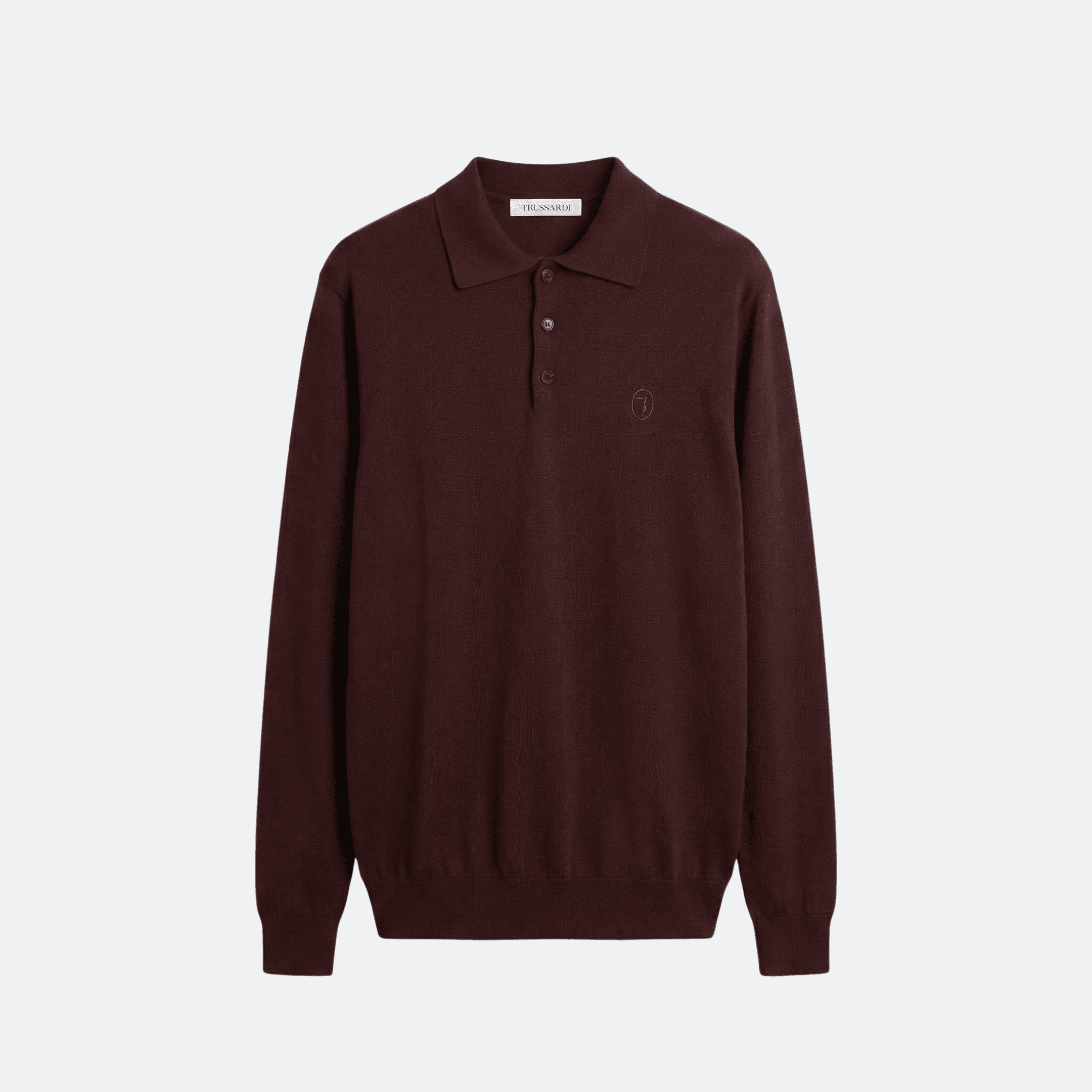 Trussardi Burgundy Long Sleeve Knit Polo Sweater