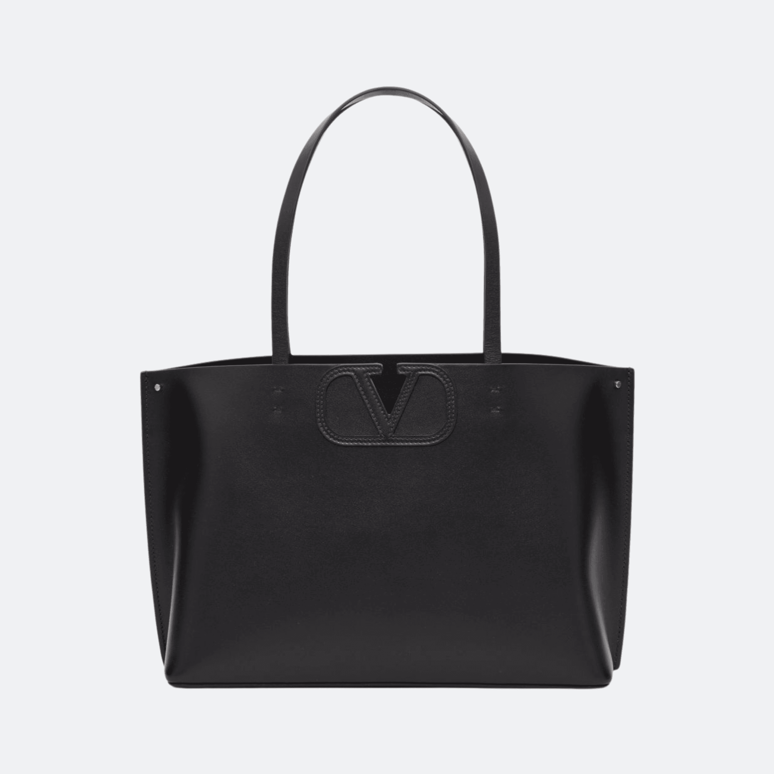 Valentino Fill Me Small Calfskin Shopping Bag For Women - Black