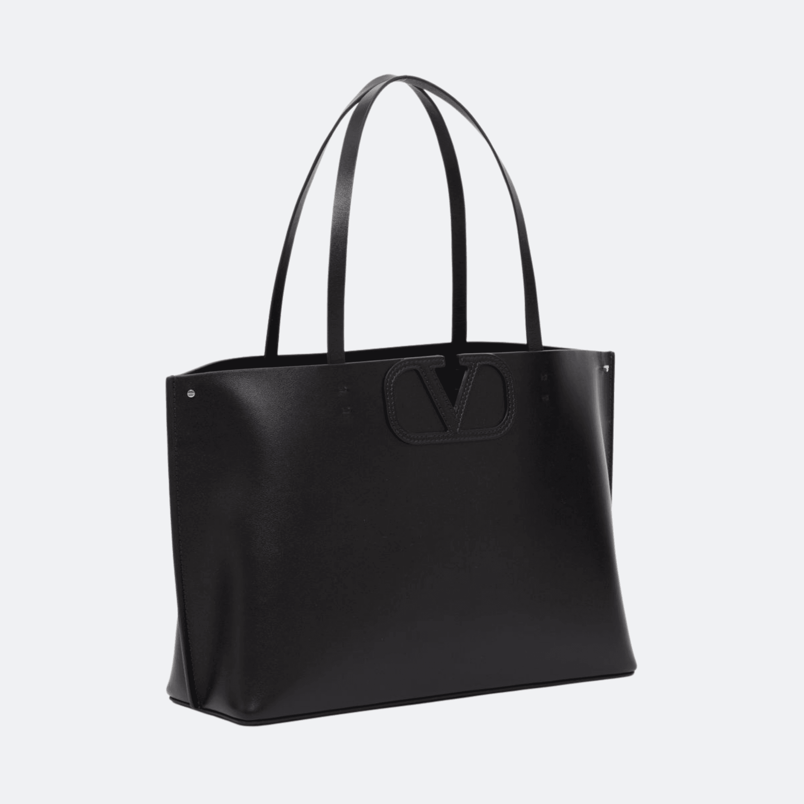 Valentino Fill Me Small Calfskin Shopping Bag For Women - Black alternate