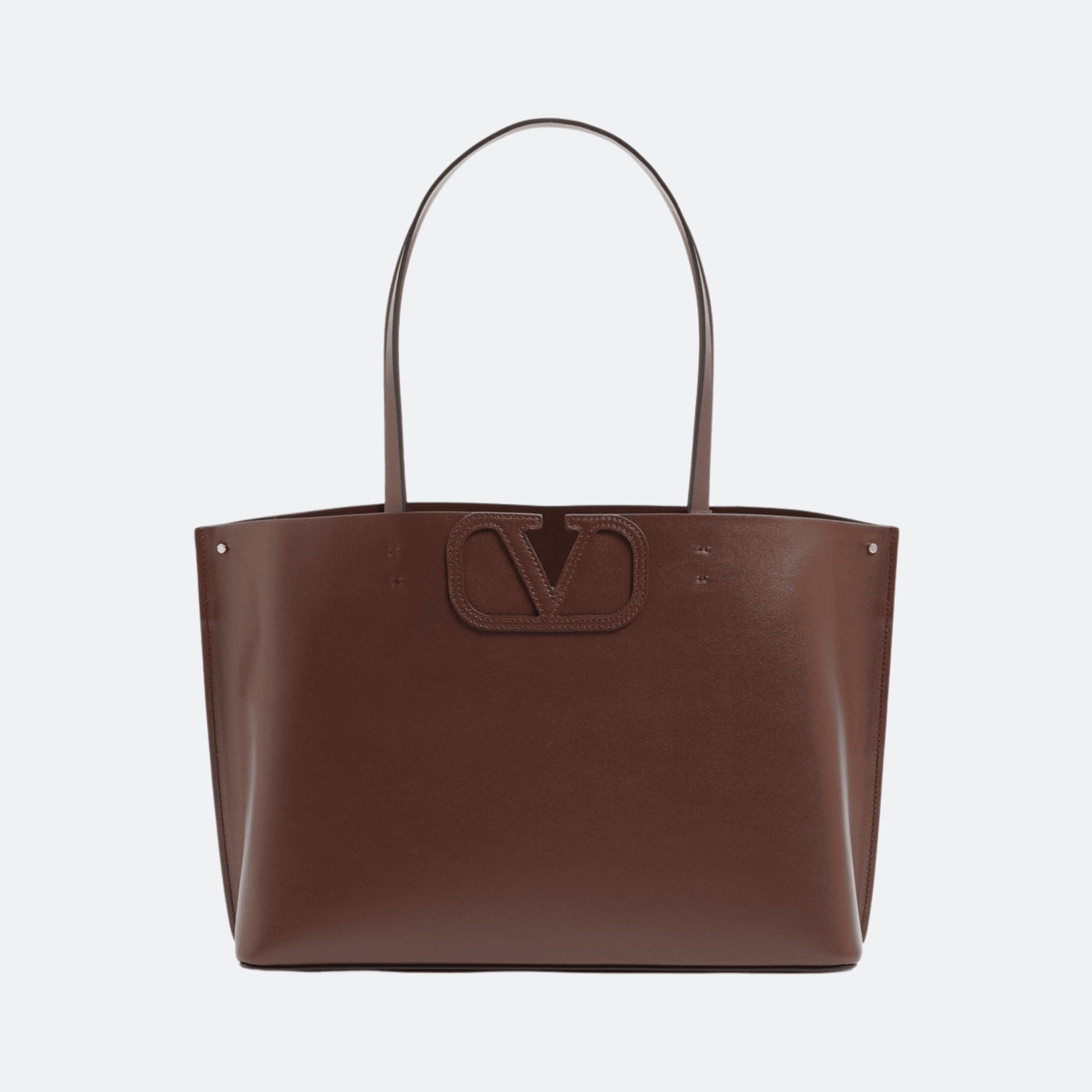 Valentino Fill Me Small Calfskin Shopping Bag For Women - Cacao