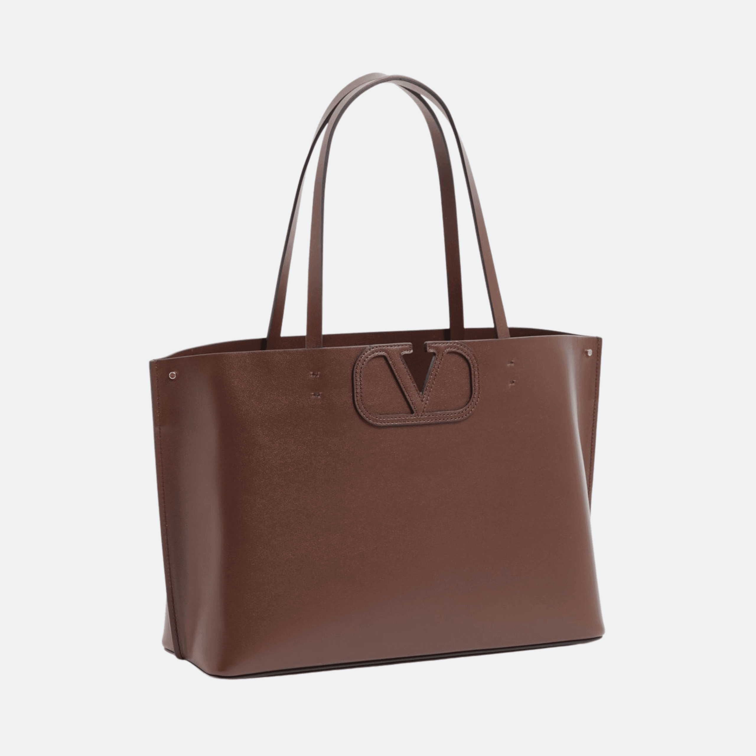 Valentino Fill Me Small Calfskin Shopping Bag For Women - Cacao alternate