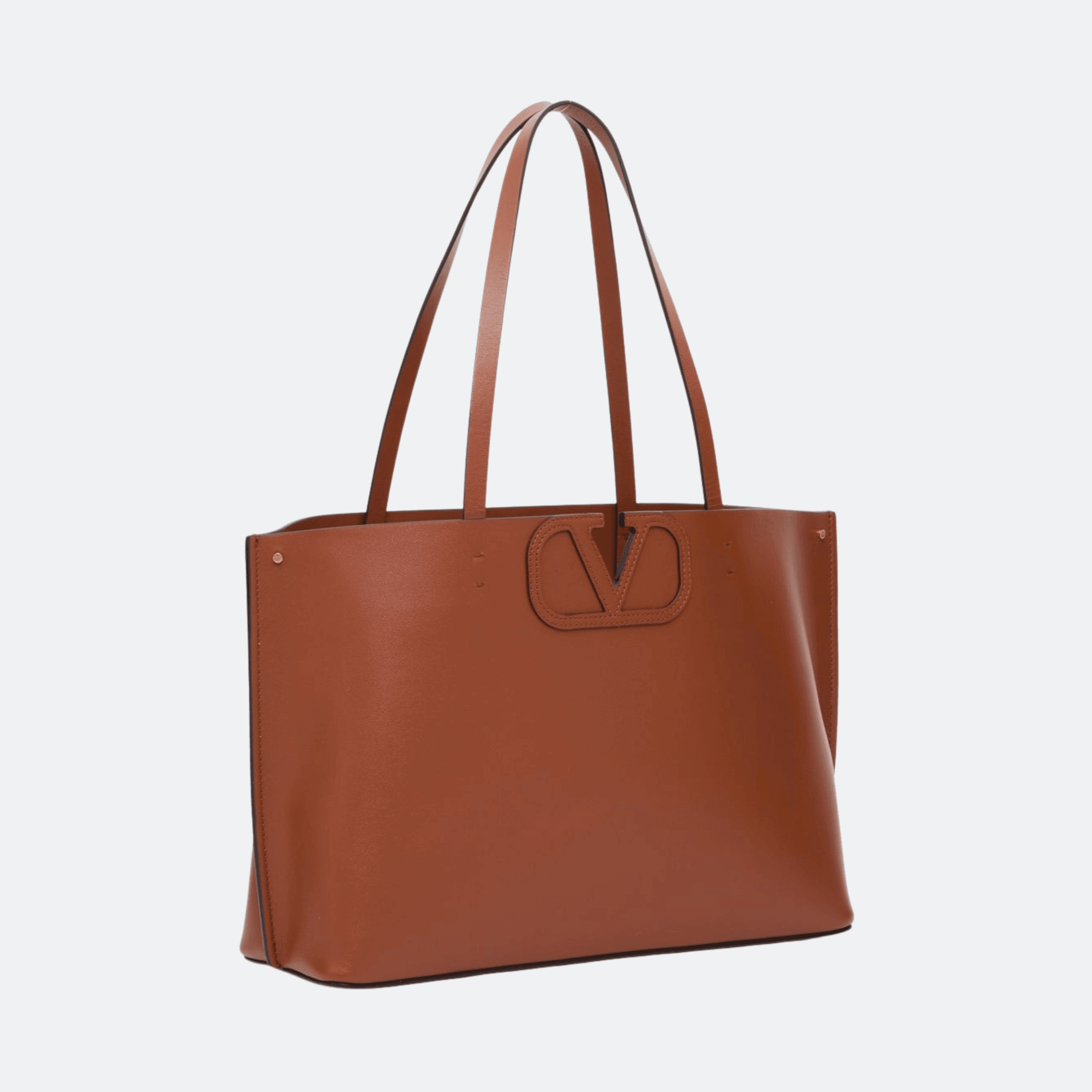 Valentino Fill Me Small Calfskin Shopping Bag For Women - Cognac alternate