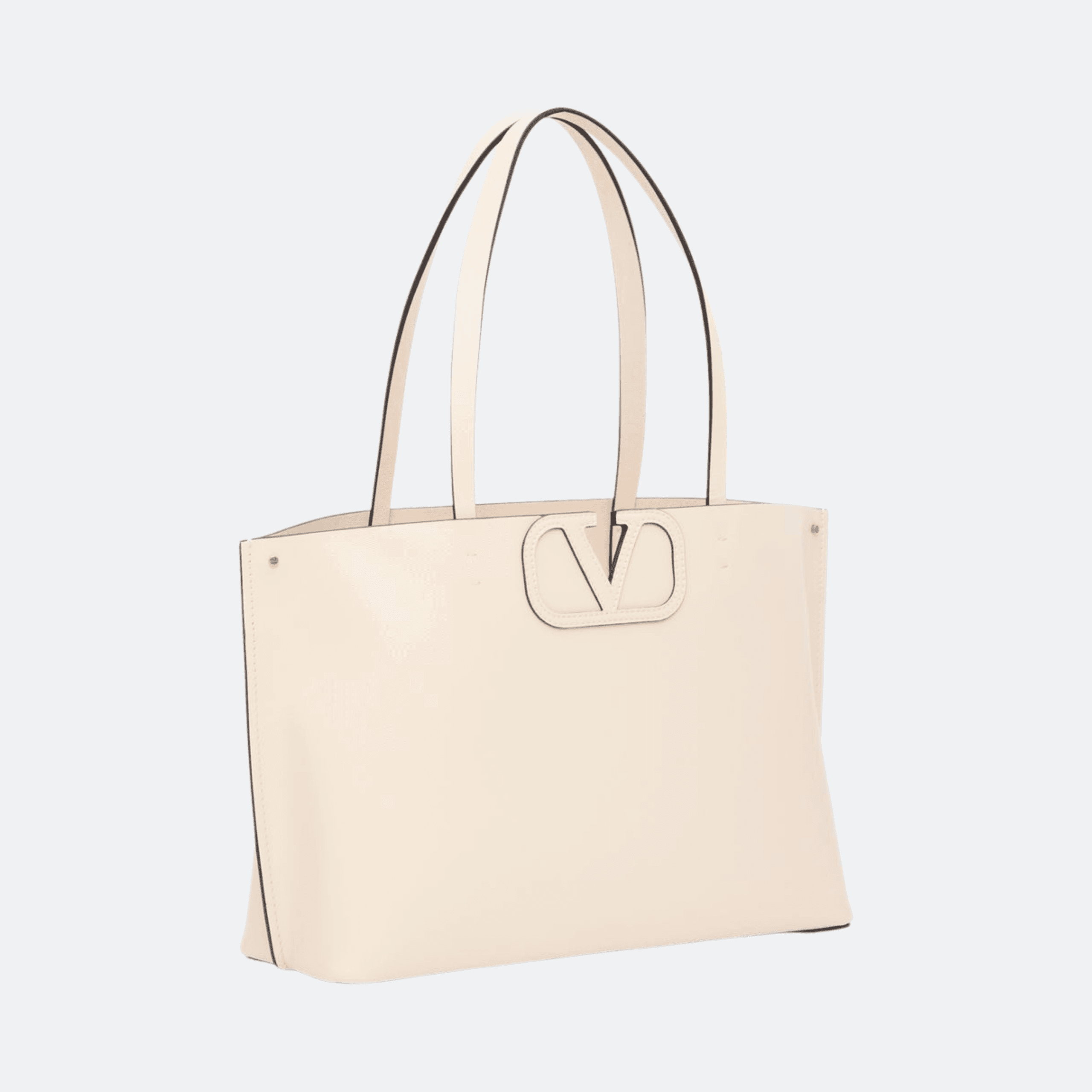 Valentino Fill Me Small Calfskin Shopping Bag For Women - Ivory White alternate