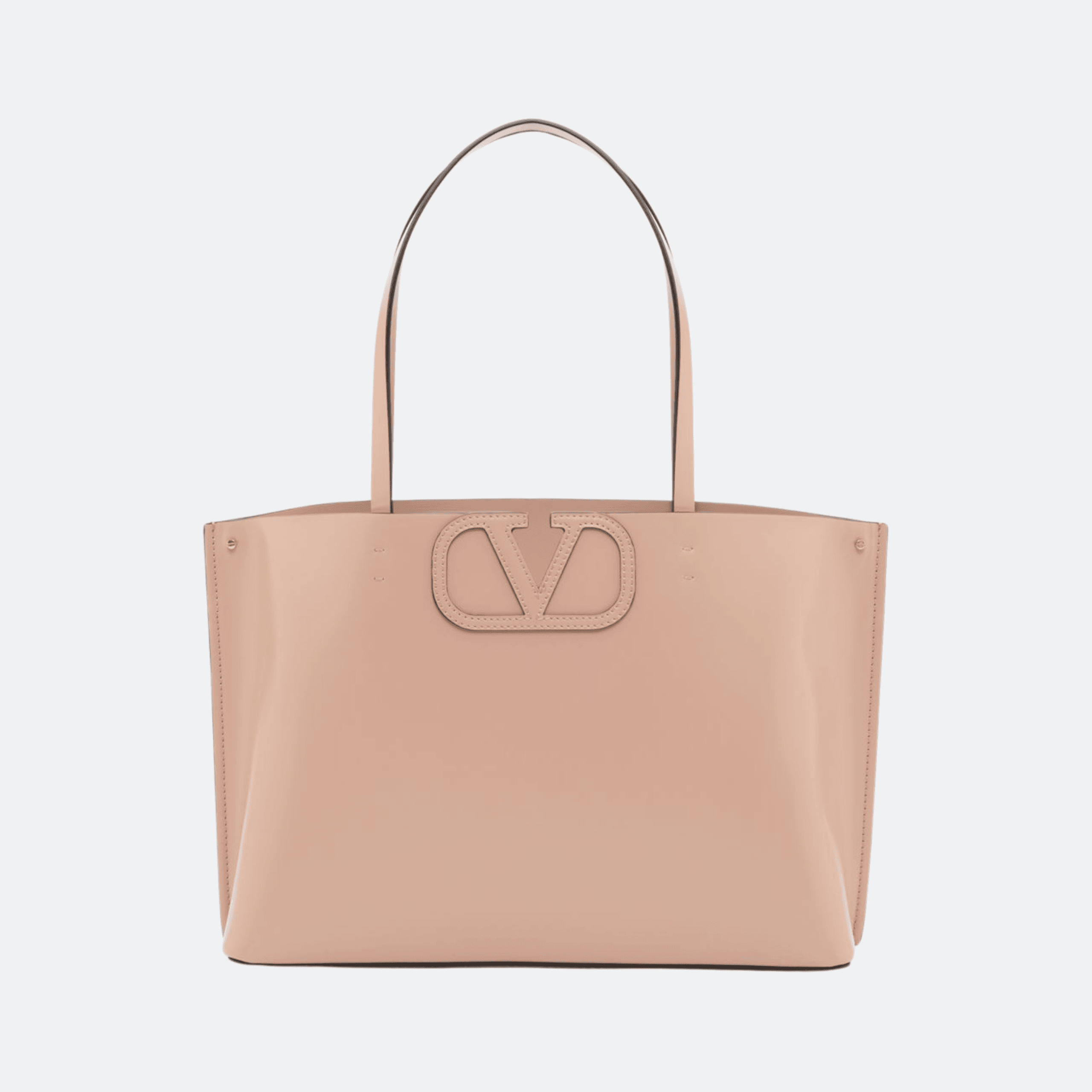 Valentino Fill Me Small Calfskin Shopping Bag For Women - Nude